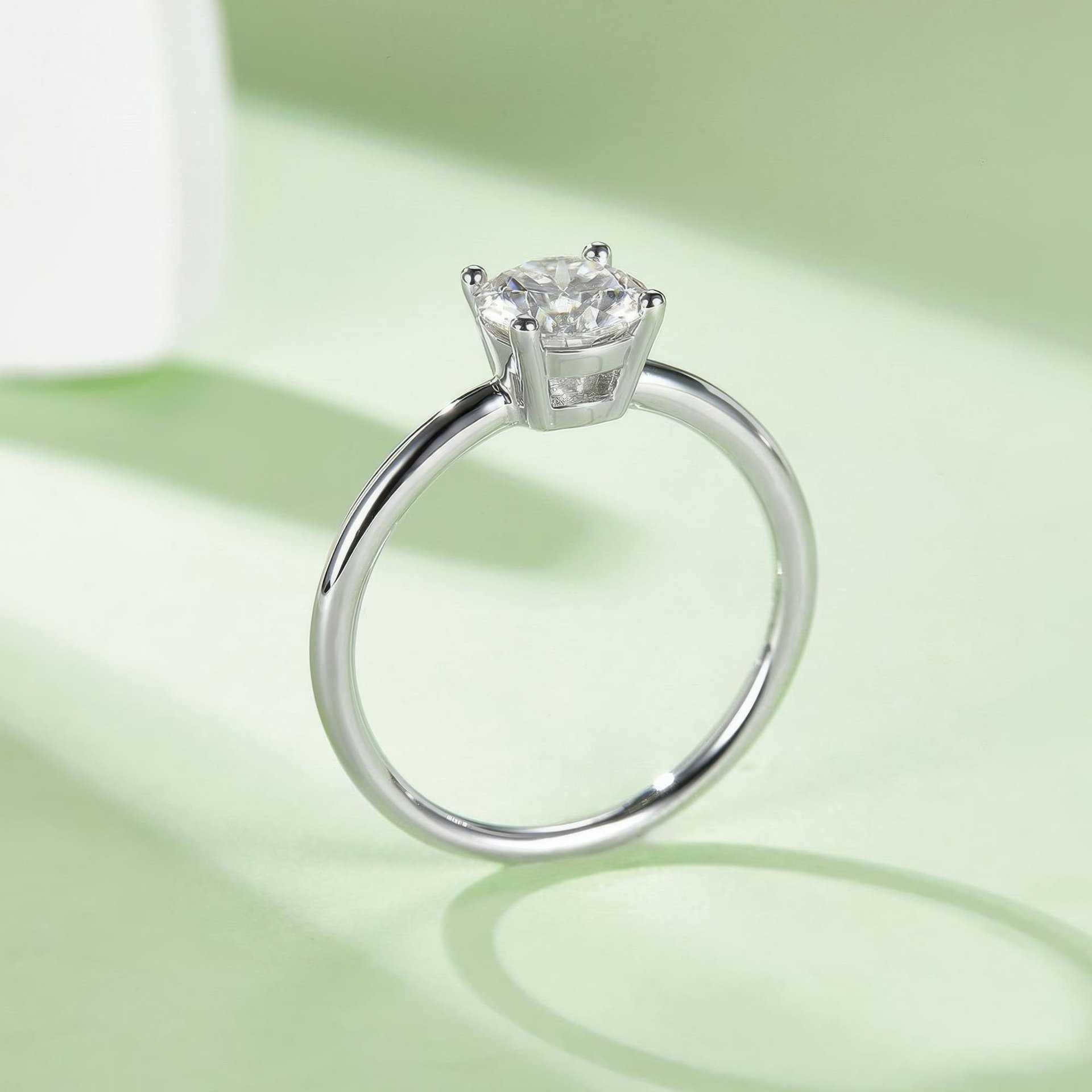 1 Carat Moissanite Solitaire Engagement Ring | Round Cut 4-Prong 925 Sterling Silver - Image 4