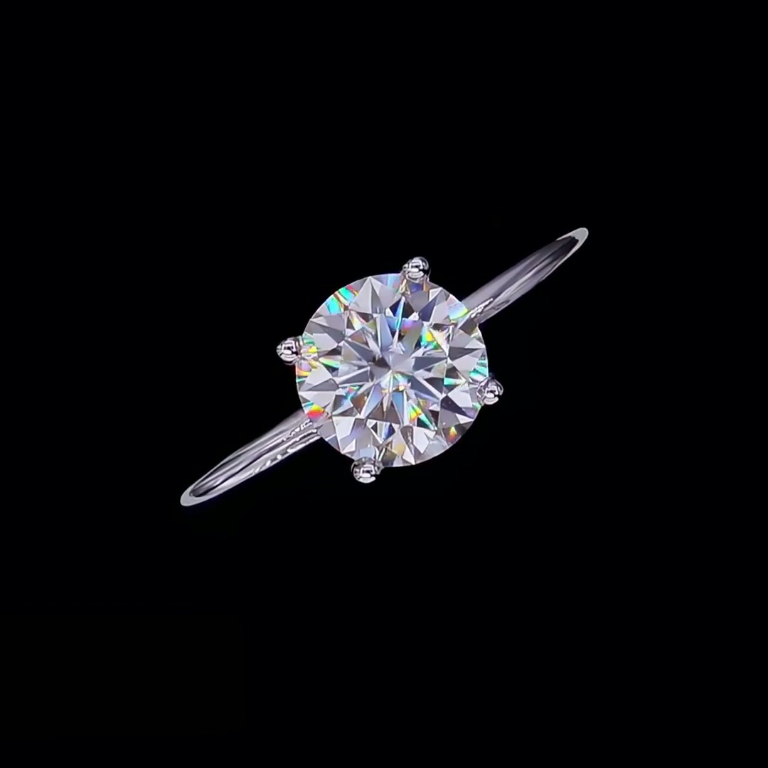 1 Carat Moissanite Solitaire Engagement Ring | Round Cut 4-Prong 925 Sterling Silver product video thumbnail