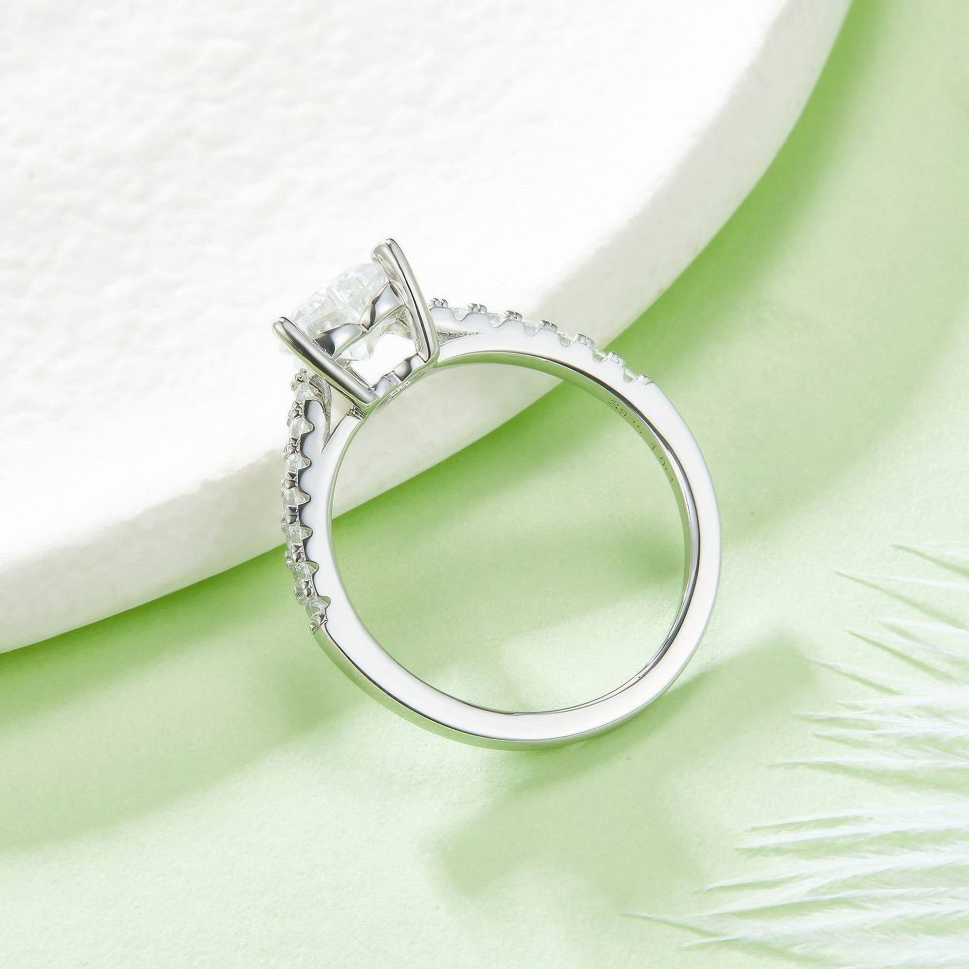 Heart-Cut Moissanite Promise Ring | 1ct DEW Solitaire | 925 Sterling Silver Pavé Band - Image 4