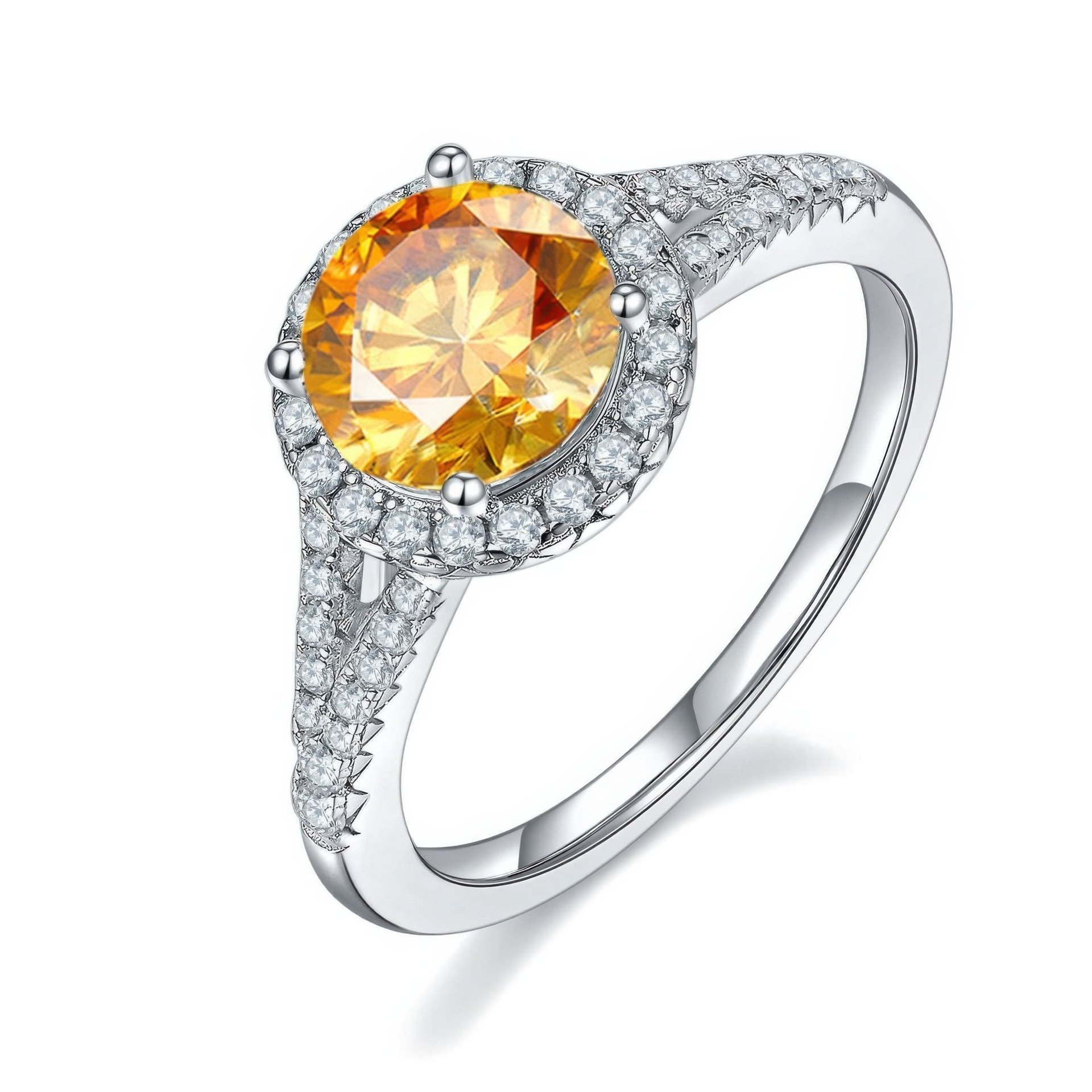 Double Shank Moissanite Ring | 1.5ct Round Halo, Split-Shank Pave Band | DEF VVS - Image 4