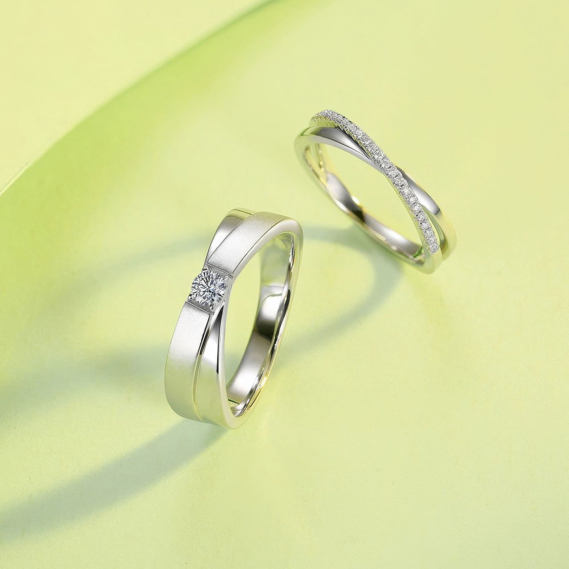 X-Shaped Crossover Moissanite Ring | Pavé Bypass Band | 925 Silver Stackable - Image 3