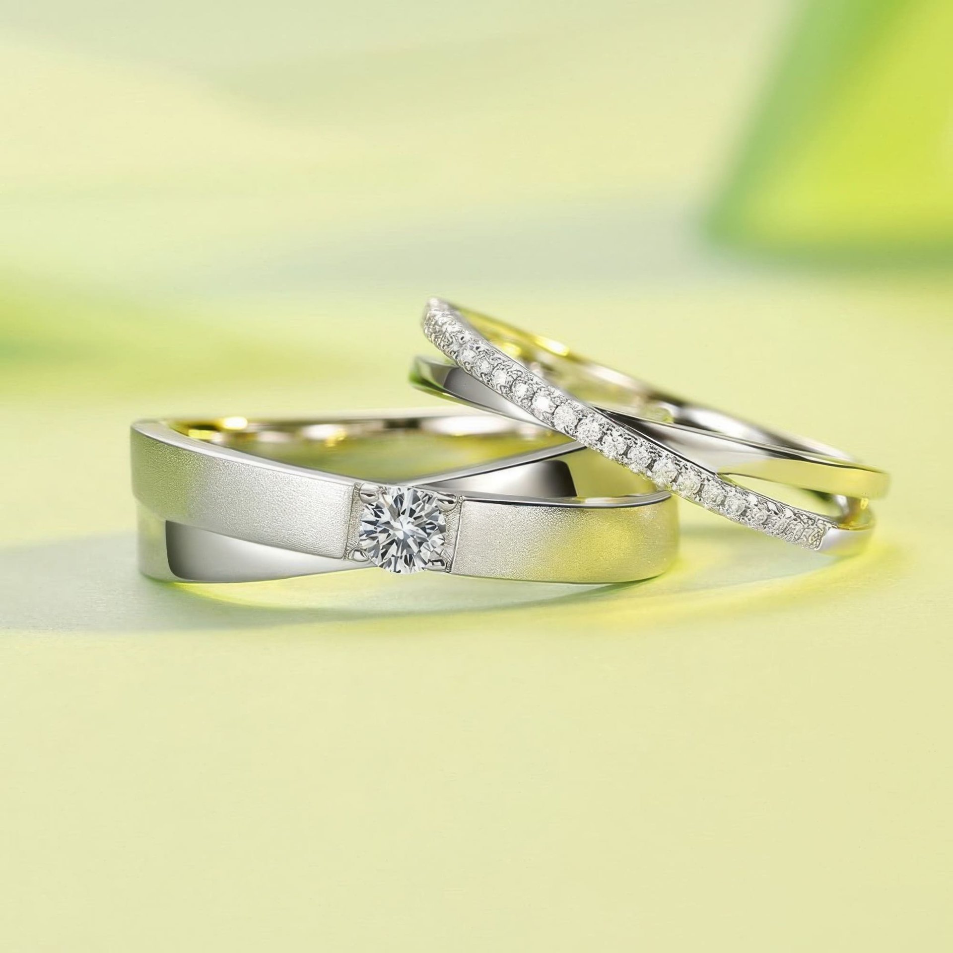 X-Shaped Crossover Moissanite Ring | Pavé Bypass Band | 925 Silver Stackable - Image 4