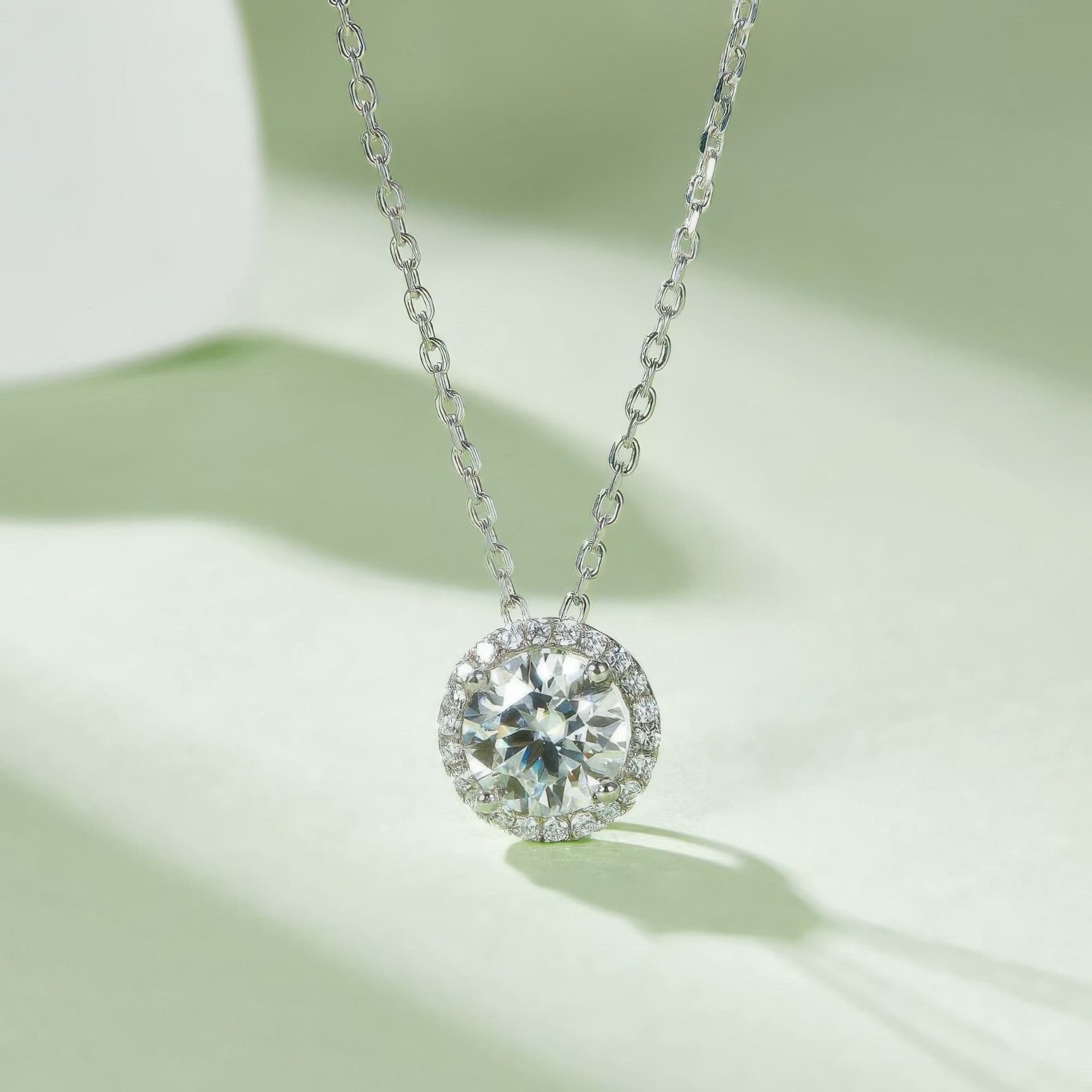 Round Halo Moissanite Pendant & Stud Earring Set | 925 Silver | 2ct DEW Center - Image 4