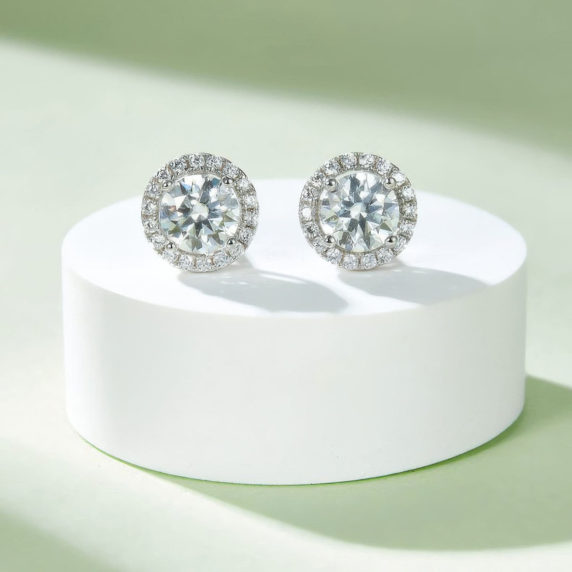 Round Halo Moissanite Pendant & Stud Earring Set | 925 Silver | 2ct DEW Center - Image 6