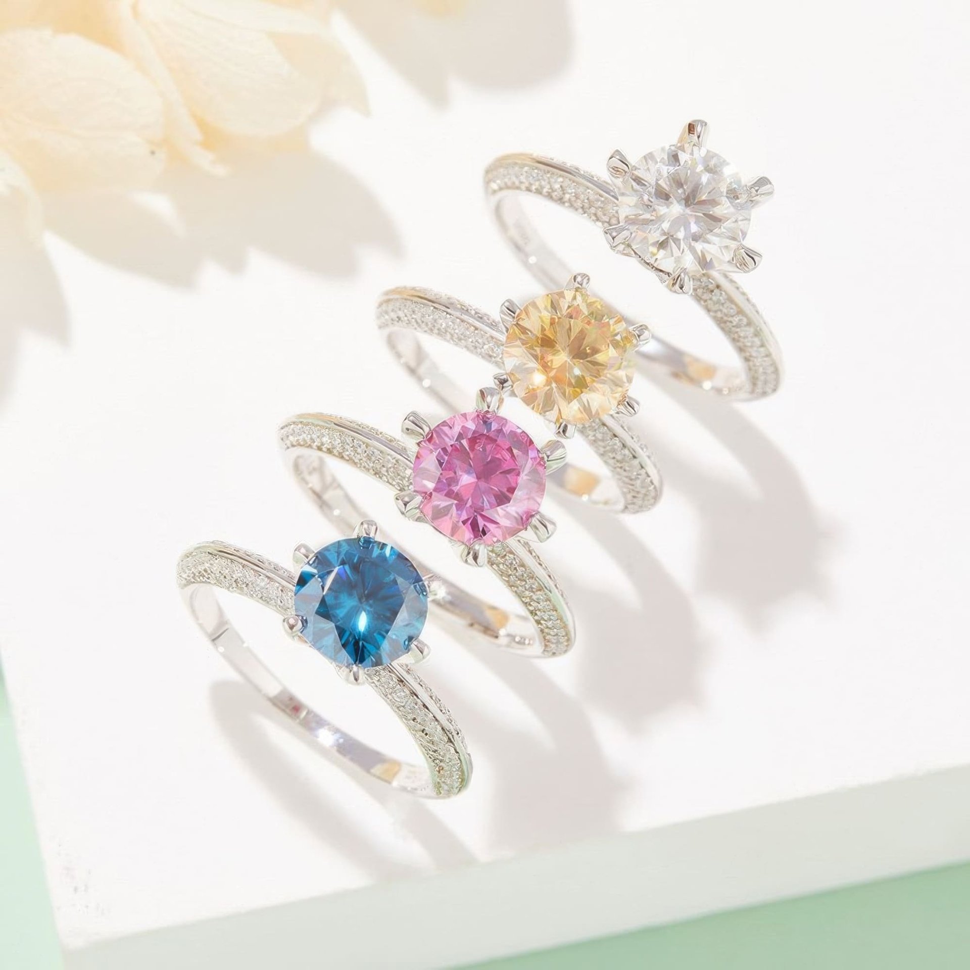 1.5 Carat Round Moissanite Solitaire Ring | Pavé Cathedral Band | DEF VVS in 925 Silver - Image 2