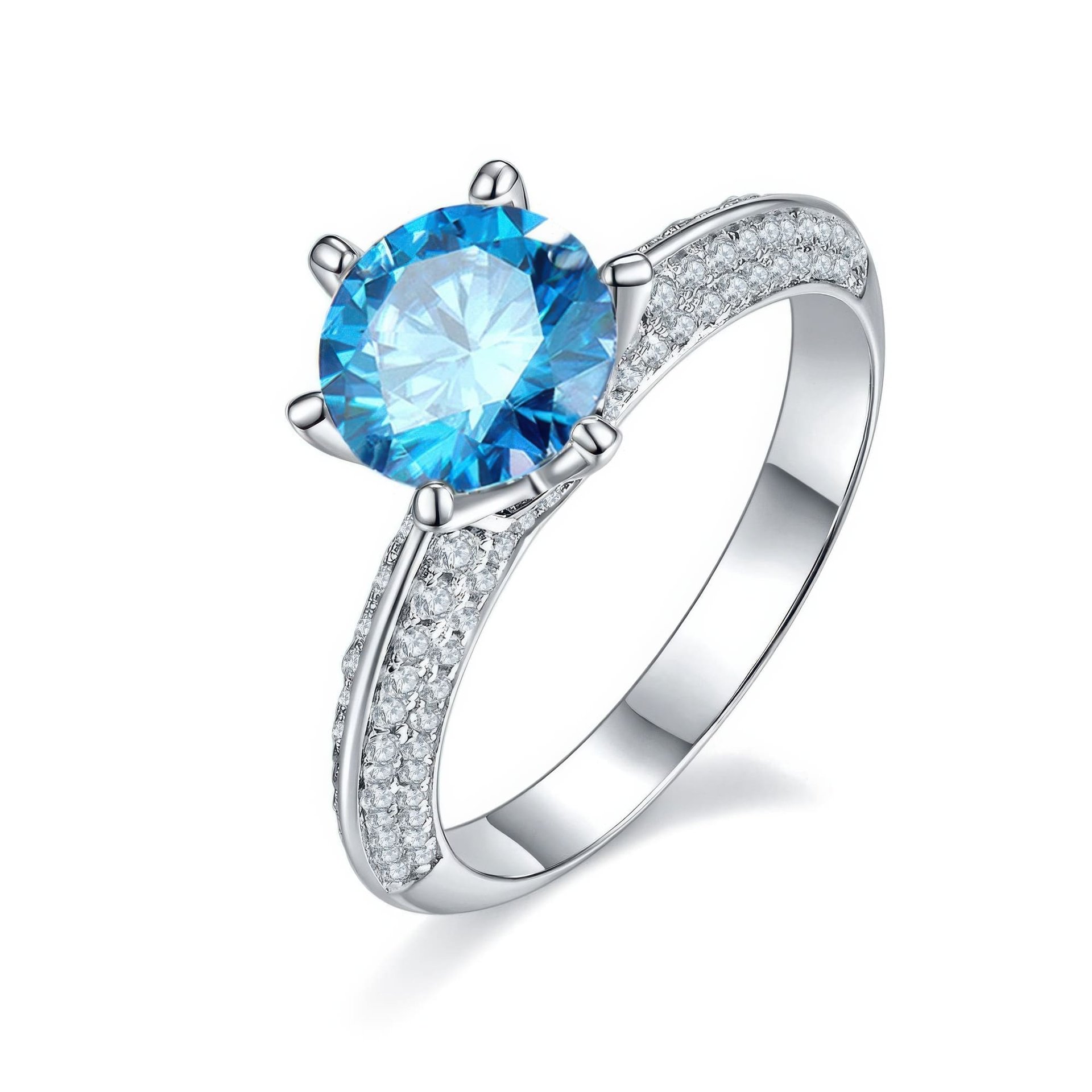 1.5 Carat Round Moissanite Solitaire Ring | Pavé Cathedral Band | DEF VVS in 925 Silver