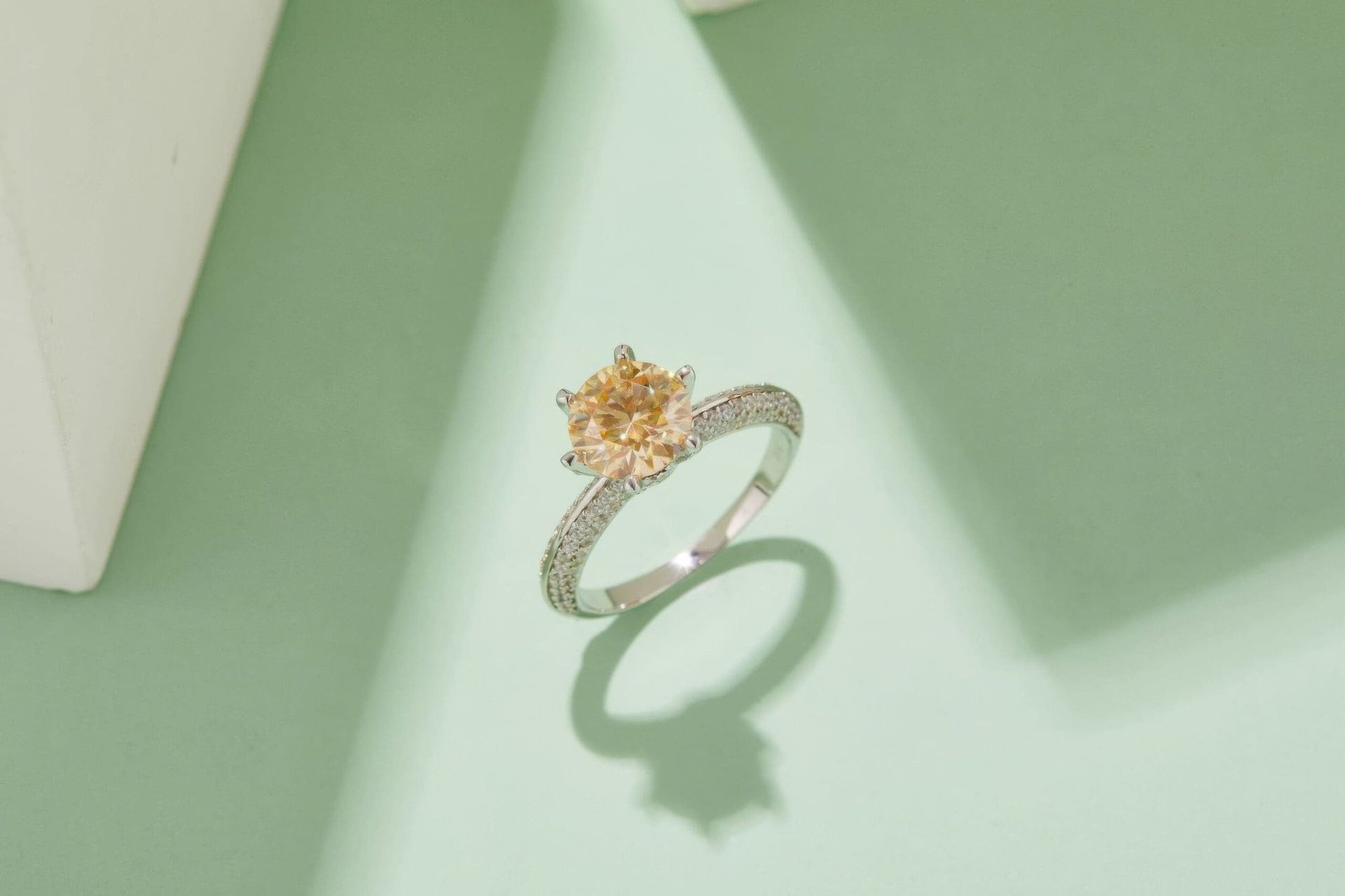 1.5 Carat Round Moissanite Solitaire Ring | Pavé Cathedral Band | DEF VVS in 925 Silver - Image 5