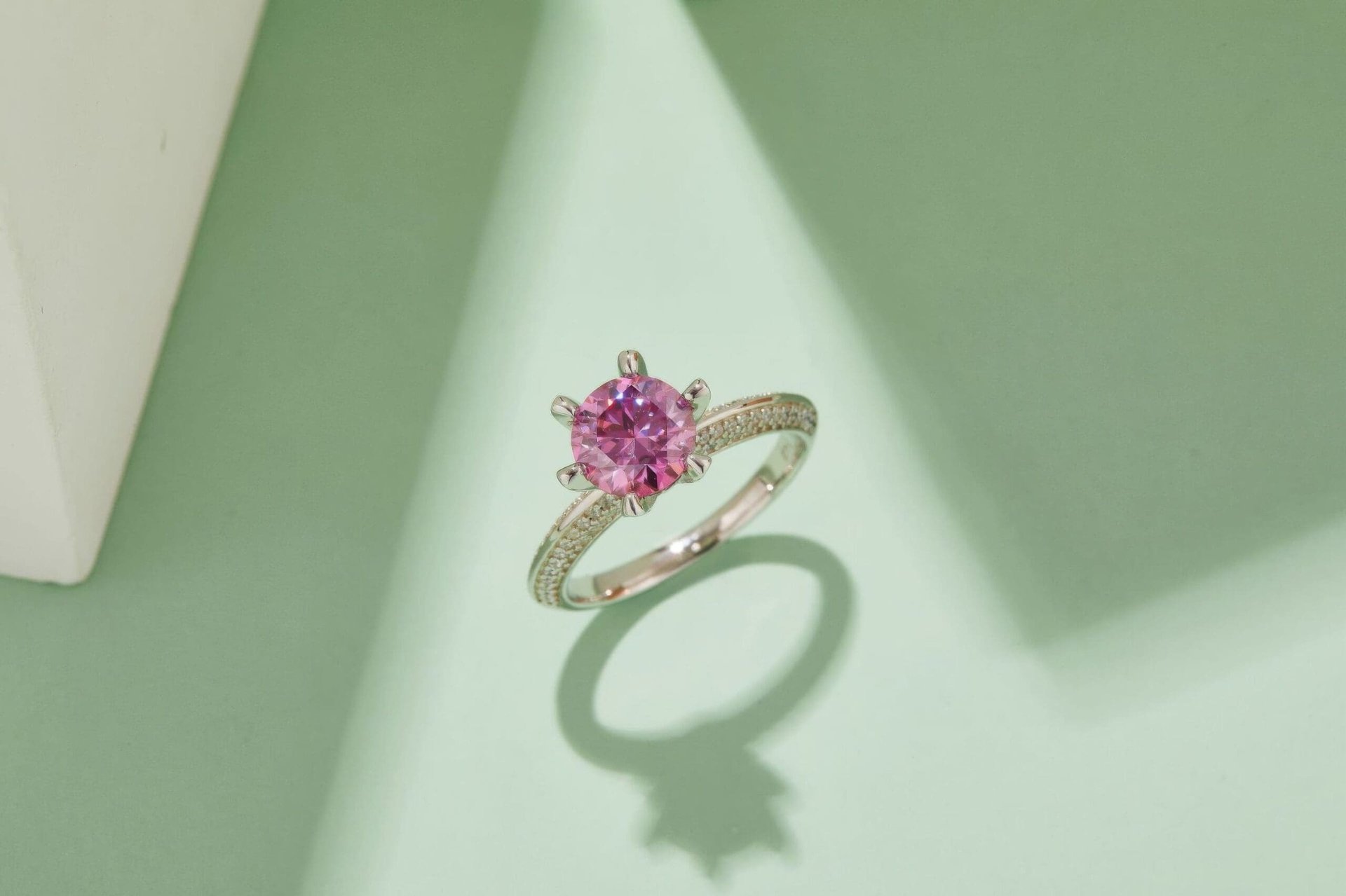 1.5 Carat Round Moissanite Solitaire Ring | Pavé Cathedral Band | DEF VVS in 925 Silver - Image 6
