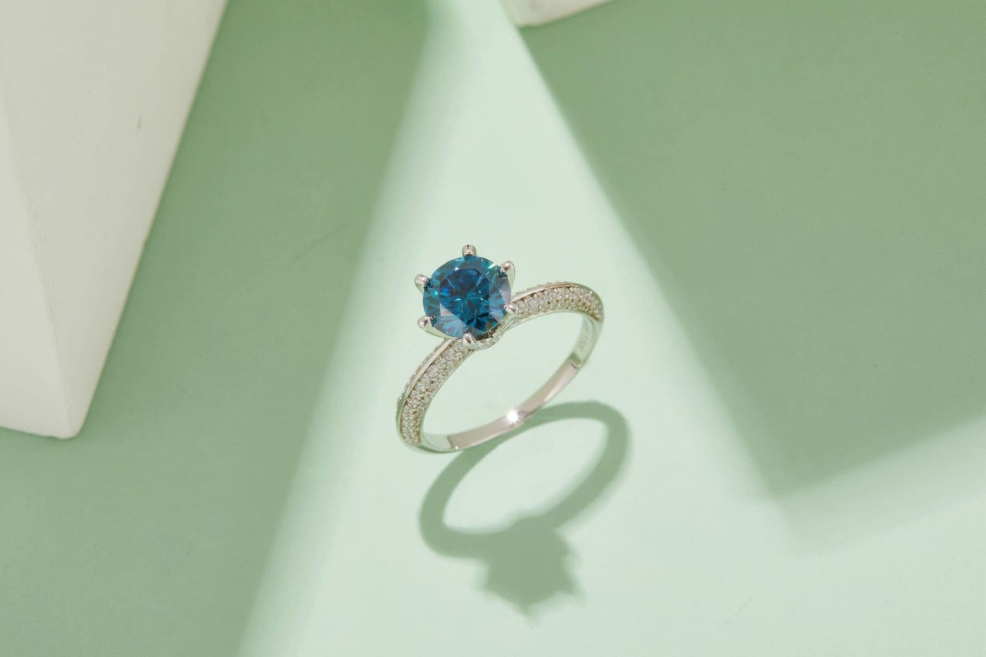 1.5 Carat Round Moissanite Solitaire Ring | Pavé Cathedral Band | DEF VVS in 925 Silver - Image 7
