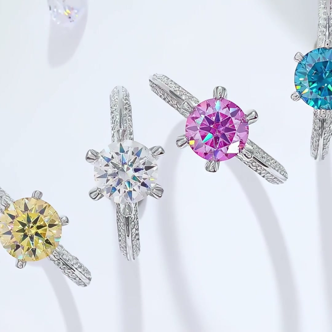 1.5 Carat Round Moissanite Solitaire Ring | Pavé Cathedral Band | DEF VVS in 925 Silver product video thumbnail