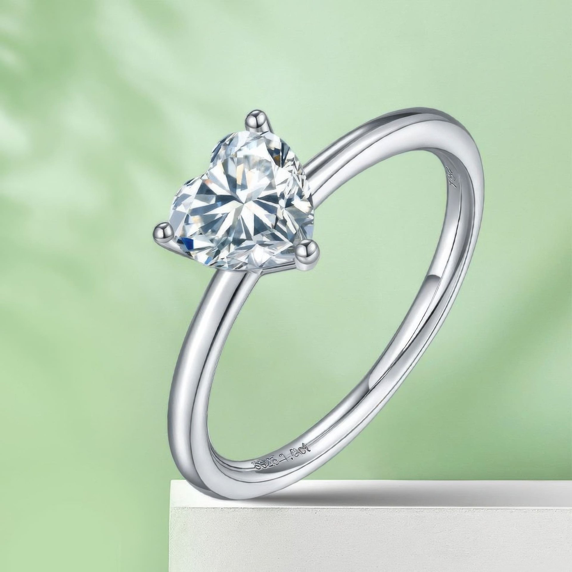 Heart-Cut Moissanite Solitaire Ring | 5-Prong 925 Sterling Silver | Slim Band - Image 5