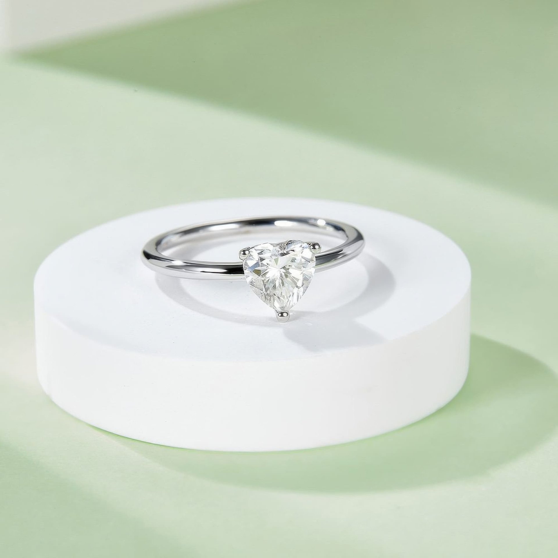 Heart-Cut Moissanite Solitaire Ring | 5-Prong 925 Sterling Silver | Slim Band - Image 3