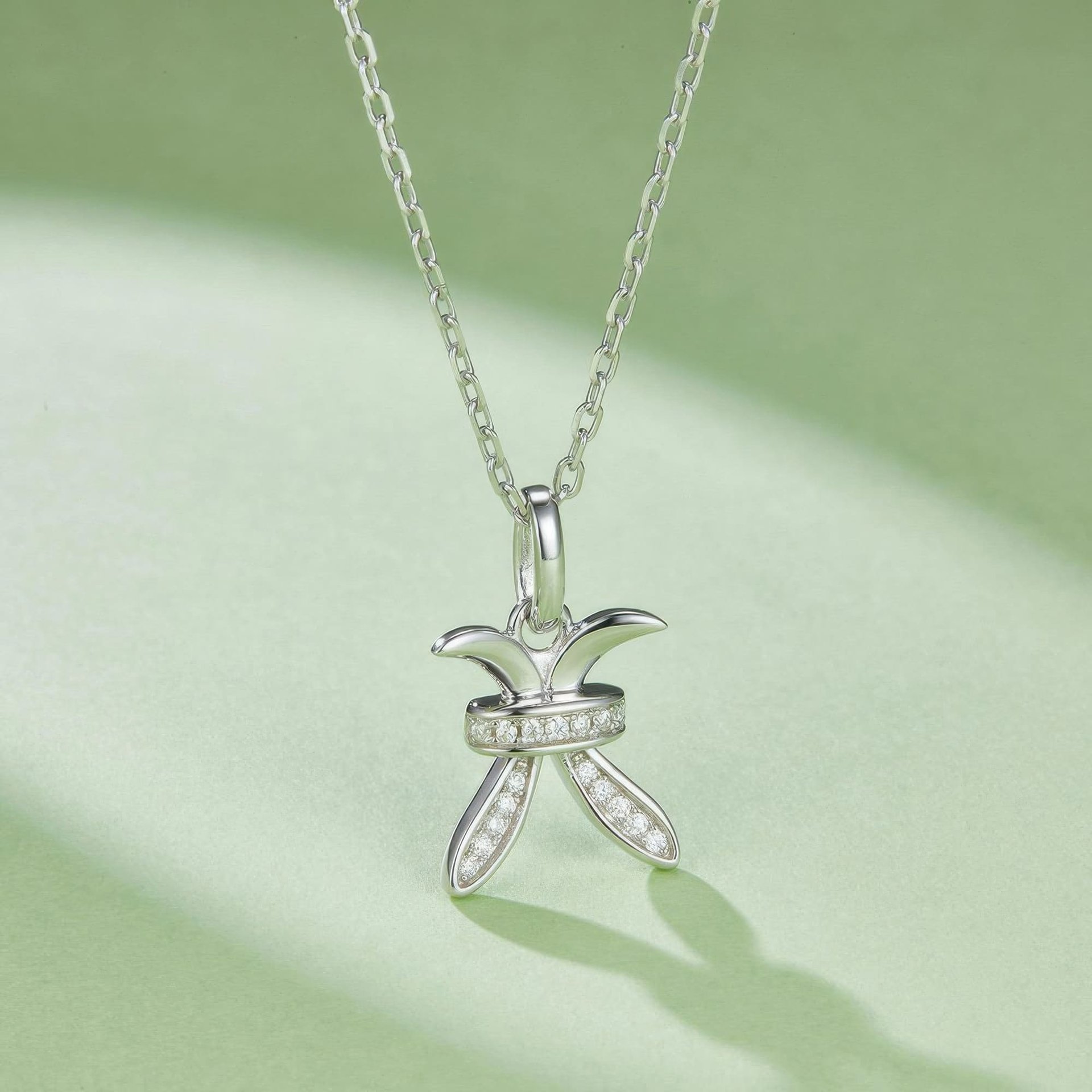 Pisces Zodiac Moissanite Pendant Necklace | Pavé Glyph | 925 Sterling Silver - Image 3