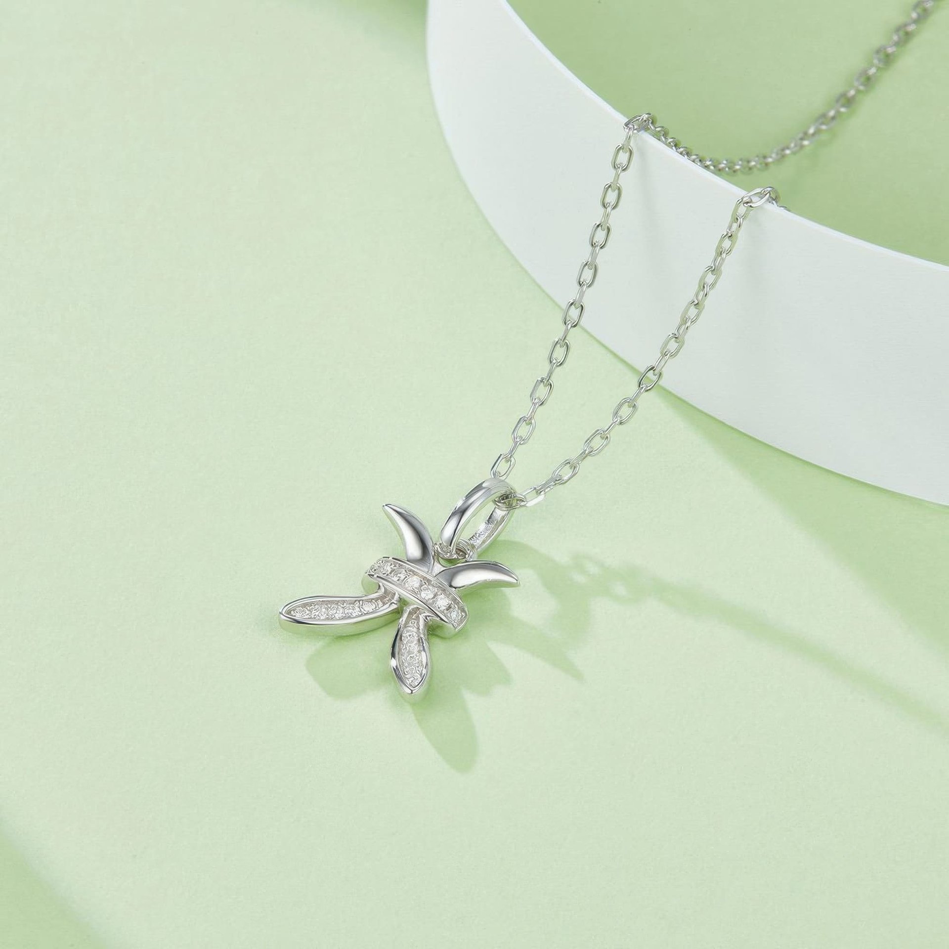 Pisces Zodiac Moissanite Pendant Necklace | Pavé Glyph | 925 Sterling Silver - Image 2