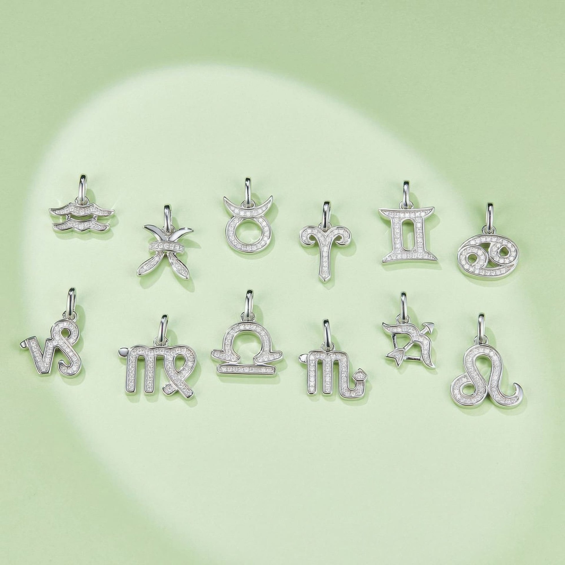 Pisces Zodiac Moissanite Pendant Necklace | Pavé Glyph | 925 Sterling Silver - Image 4