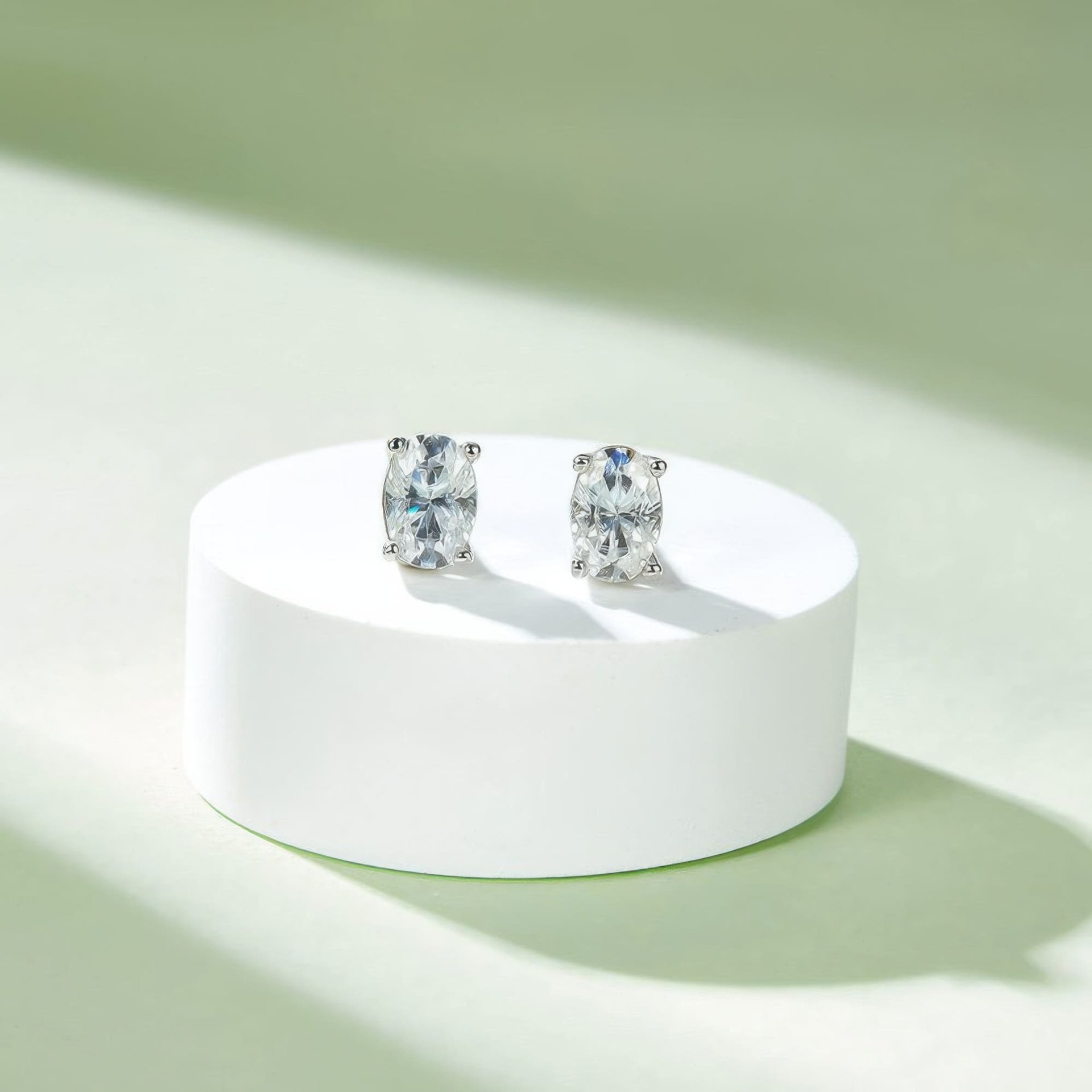 Oval Cut Moissanite Necklace & Earring Set | 4-Prong Solitaire 925 Sterling Silver - Image 6