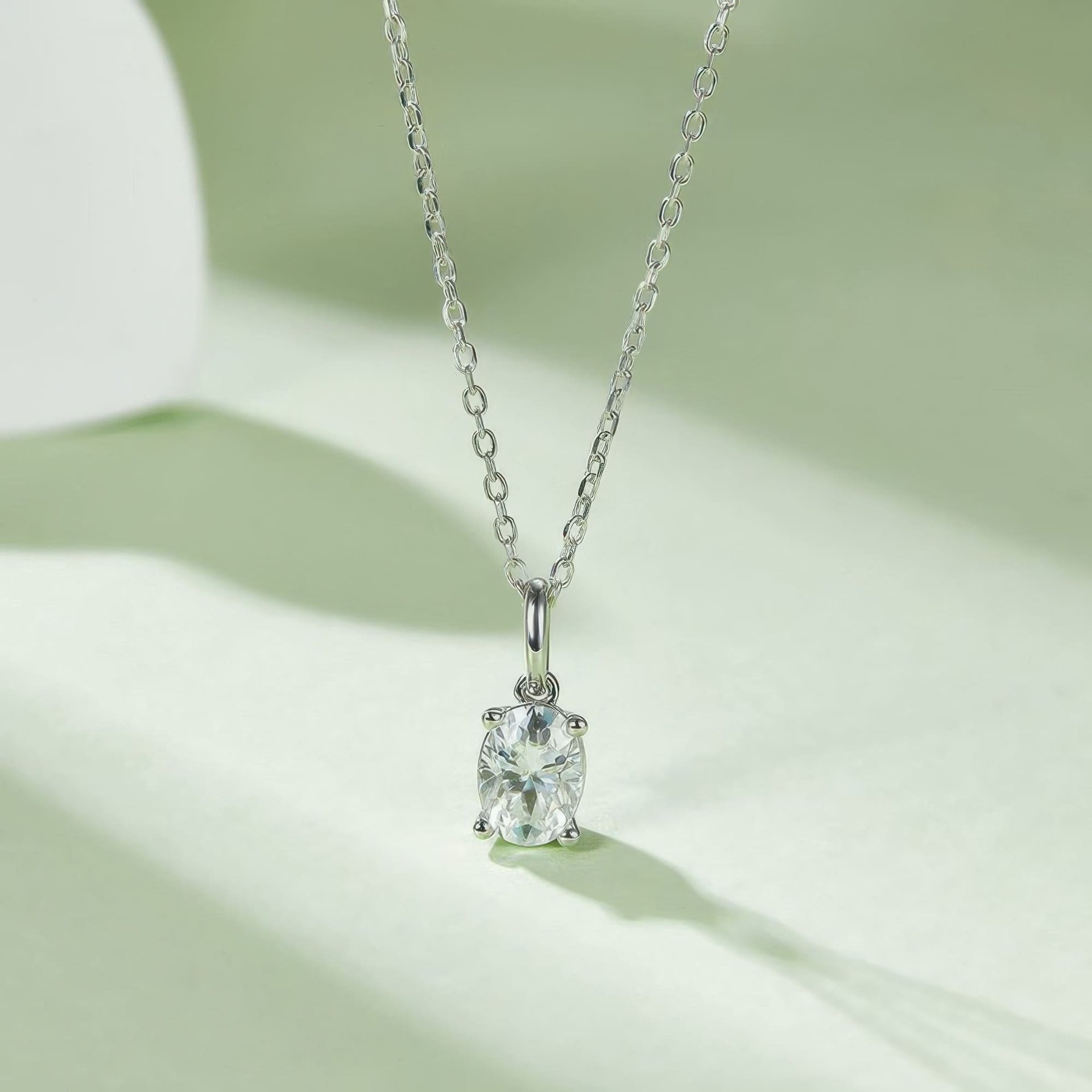 Oval Cut Moissanite Necklace & Earring Set | 4-Prong Solitaire 925 Sterling Silver - Image 5