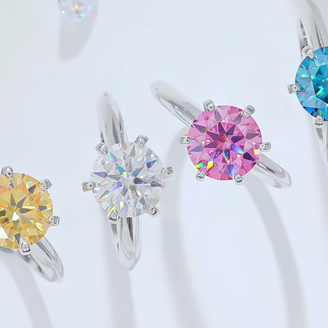 3 Carat Six-Prong Round Moissanite Solitaire Ring | 9.5mm DEW | 925 Sterling Silver product video thumbnail
