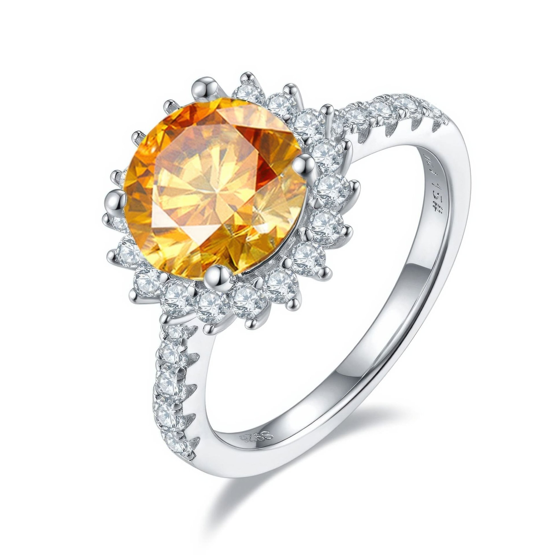 Vintage 3CT Sunflower Halo Moissanite Ring | 925 Sterling Silver | White, Yellow, Blue & Pink - Image 4