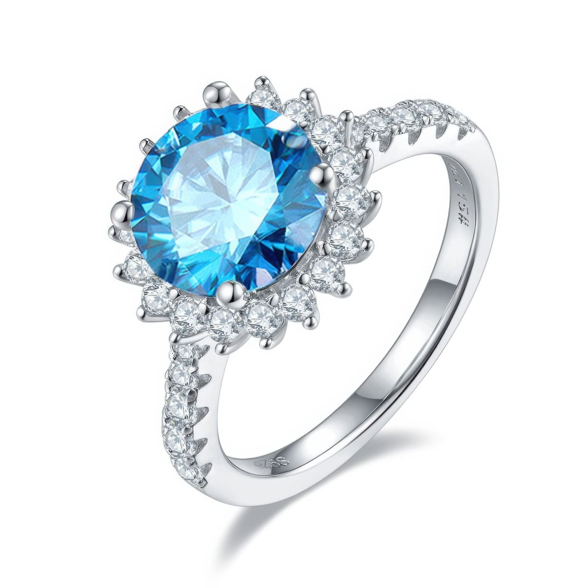 Vintage 3CT Sunflower Halo Moissanite Ring | 925 Sterling Silver | White, Yellow, Blue & Pink - Image 5