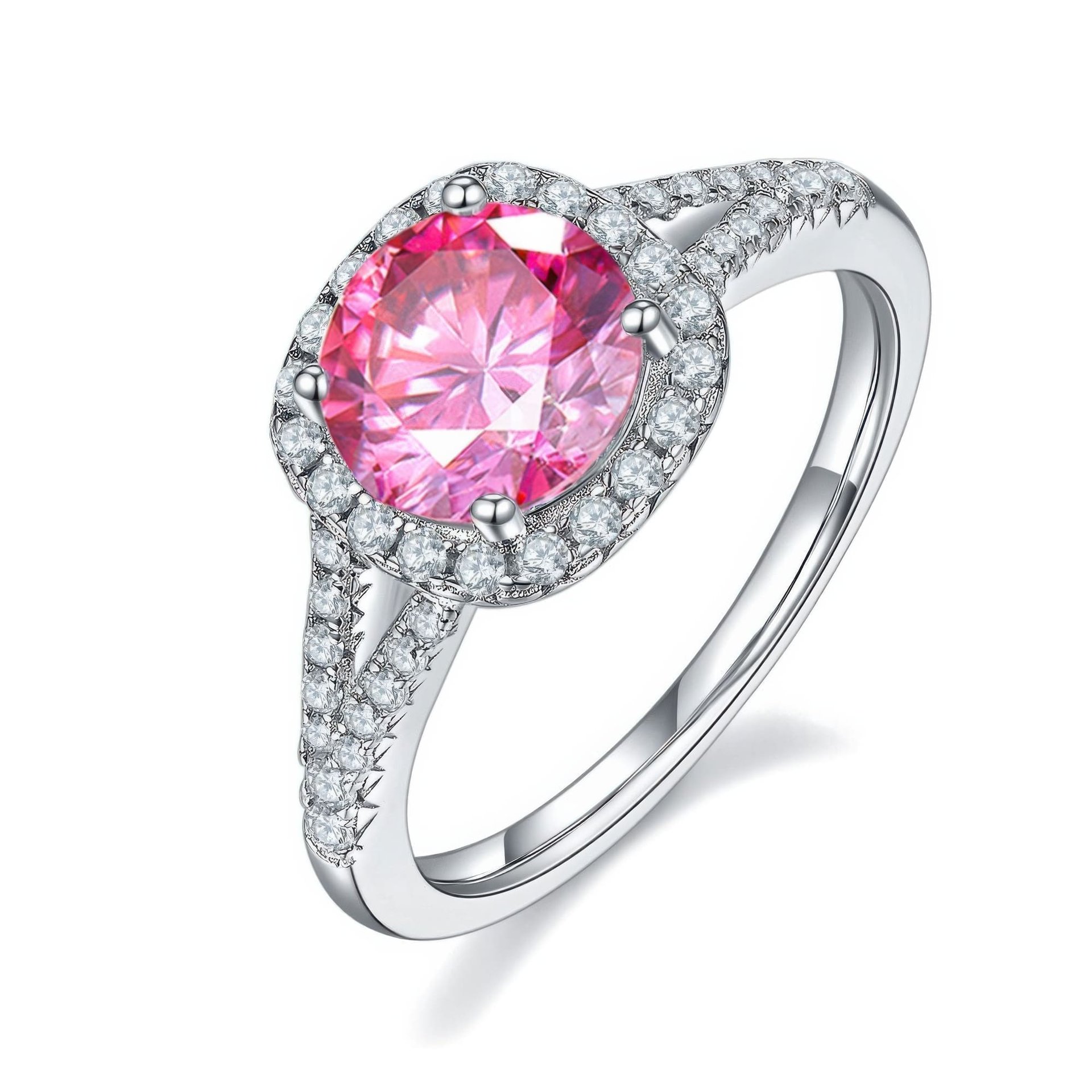 1.5ct Round Cut Moissanite Halo Ring | Split-Shank Pavé Solitaire