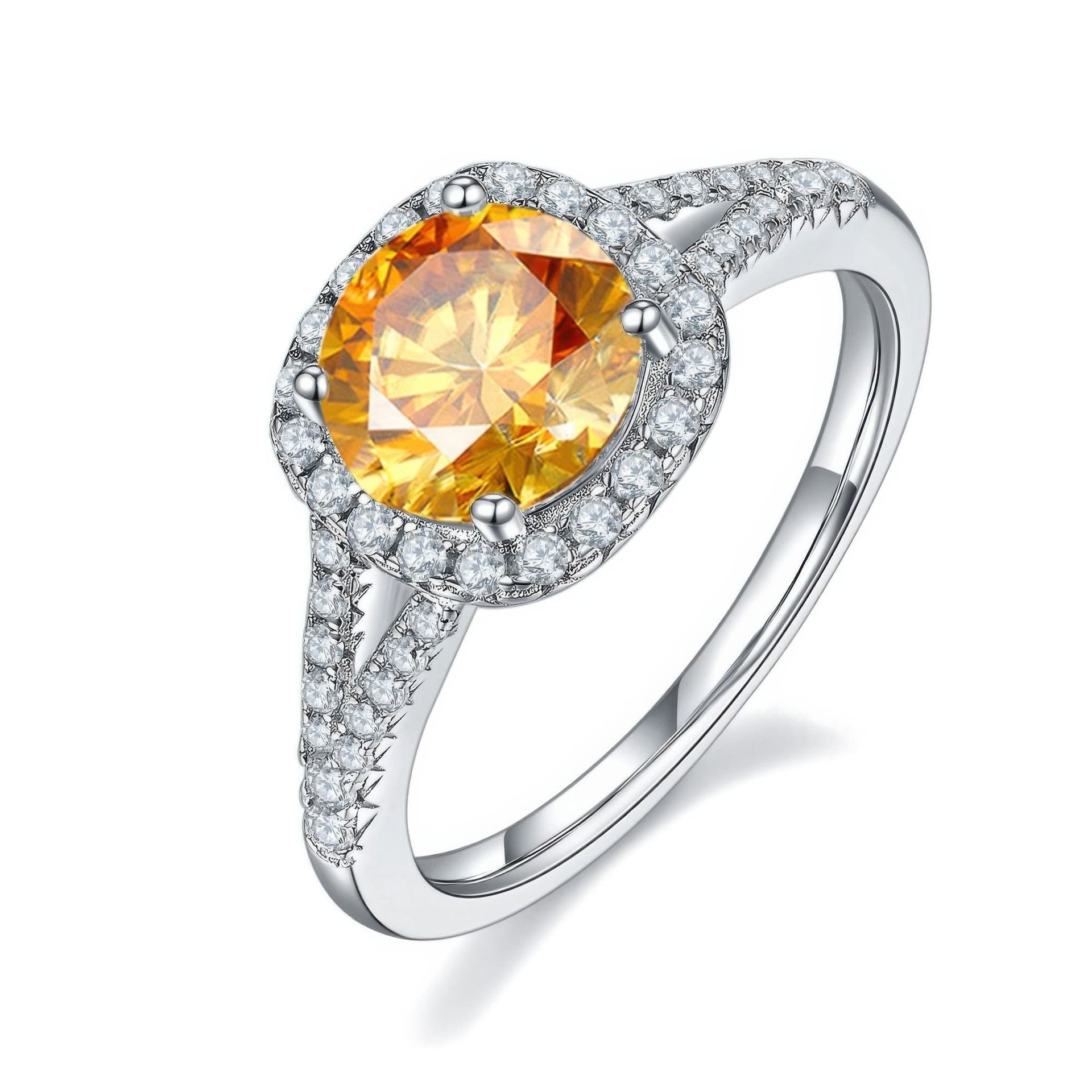 1.5ct Round Cut Moissanite Halo Ring | Split-Shank Pavé Solitaire - Image 4