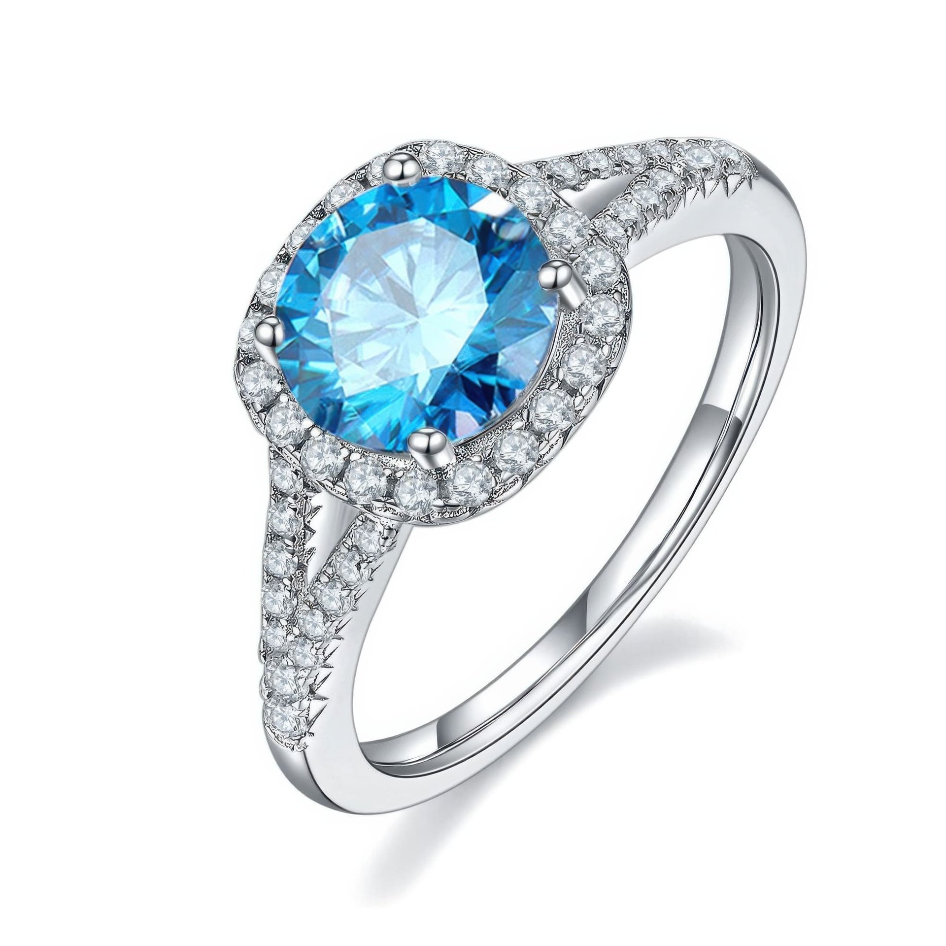 1.5ct Round Cut Moissanite Halo Ring | Split-Shank Pavé Solitaire - Image 5