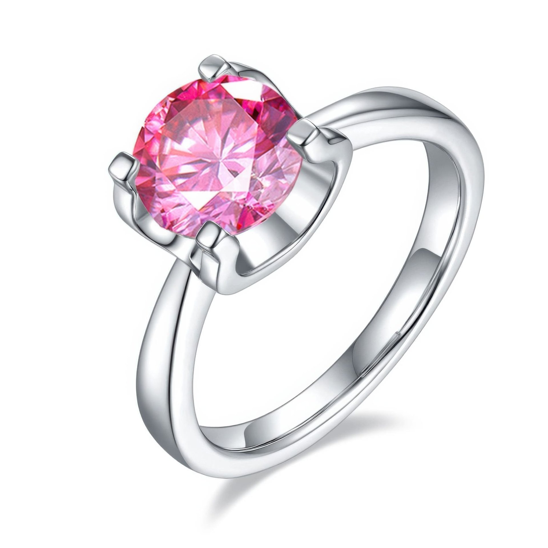 2ct Round Brilliant Moissanite Solitaire Ring (8mm DEW) | Bold Box-Prong 925 Sterling Silver