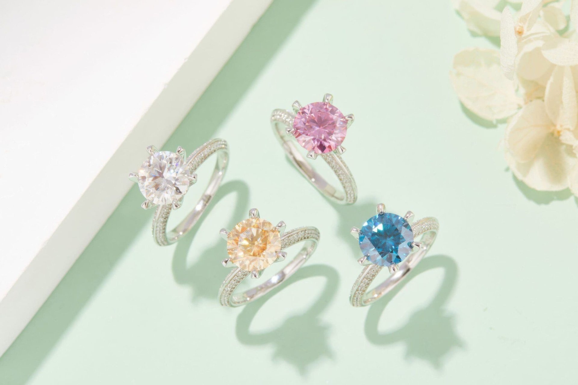 Round Moissanite Solitaire Ring | 6-Prong Pavé Band | 925 Sterling Silver - Image 3