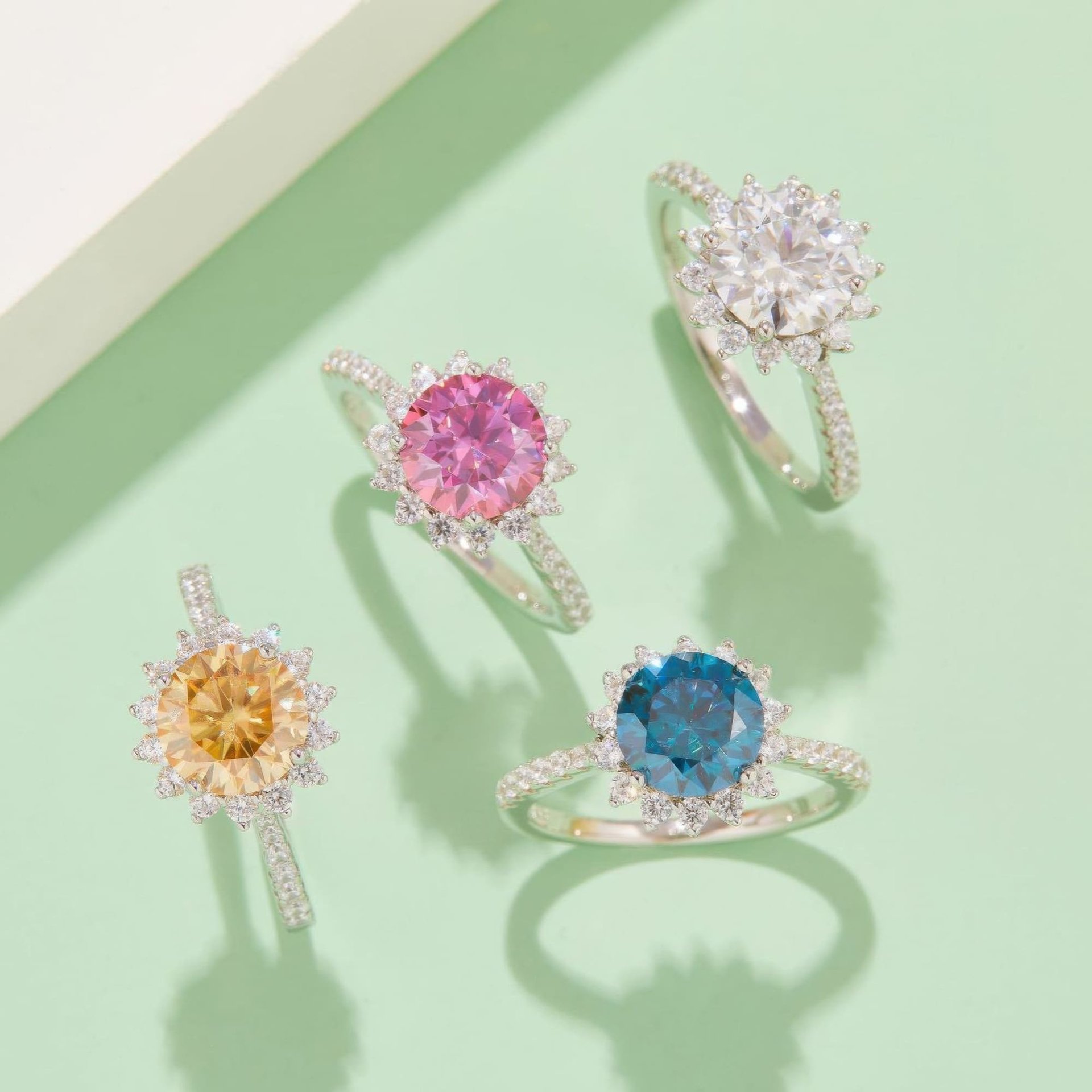 1.5ct Sunflower Halo Moissanite Ring | Sterling Silver Floral Statement Ring - Image 3