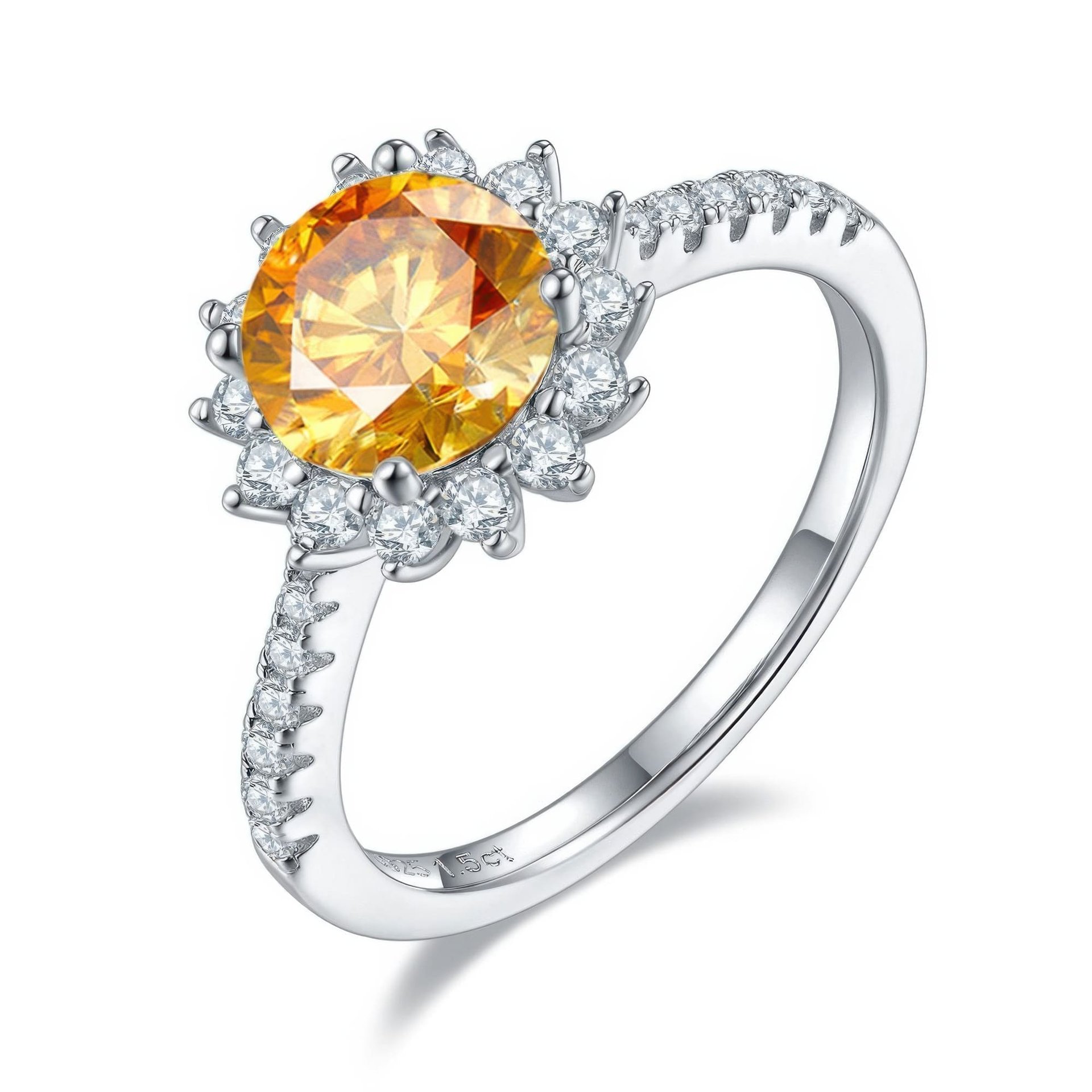 1.5ct Sunflower Halo Moissanite Ring | Sterling Silver Floral Statement Ring - Image 4