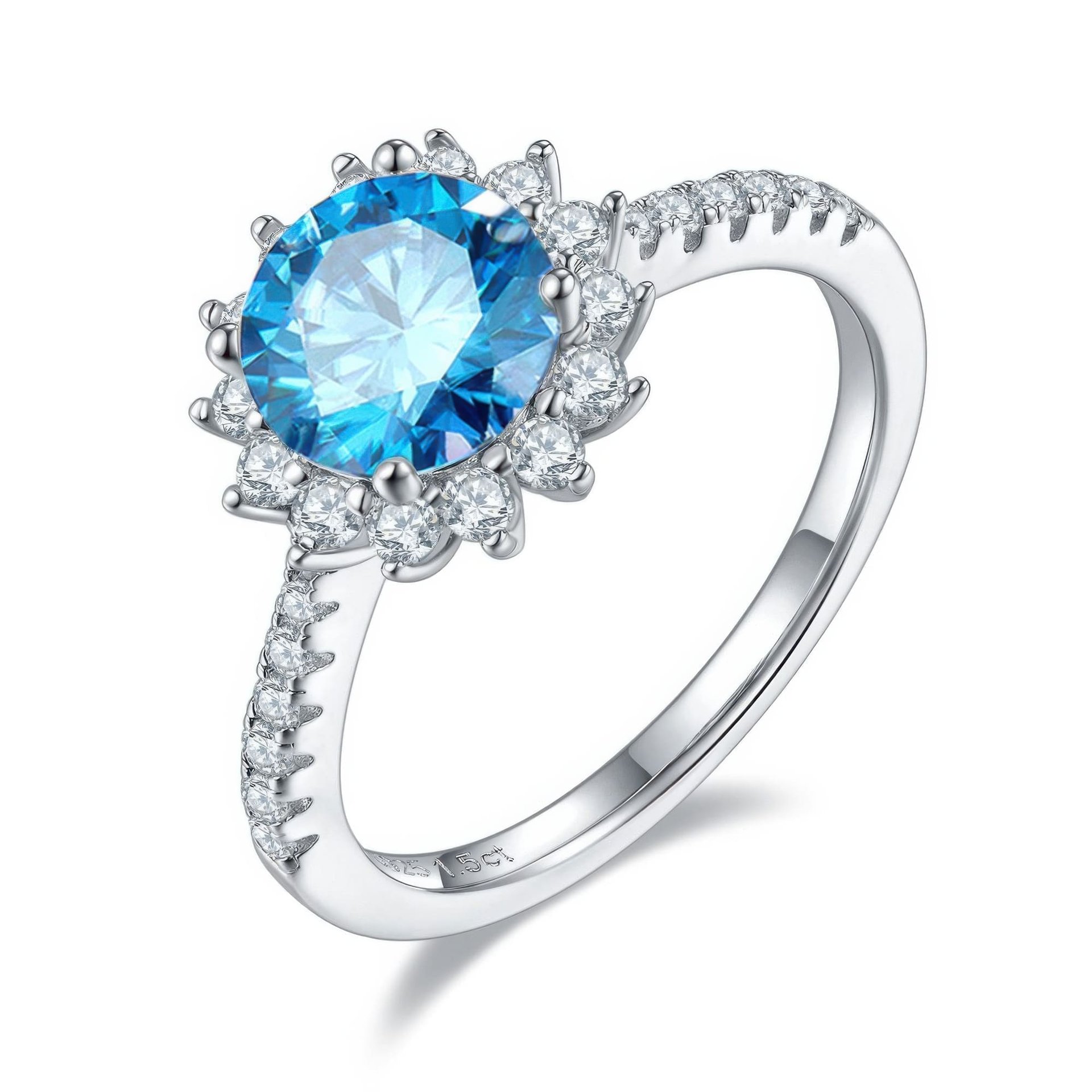 1.5ct Sunflower Halo Moissanite Ring | Sterling Silver Floral Statement Ring - Image 5