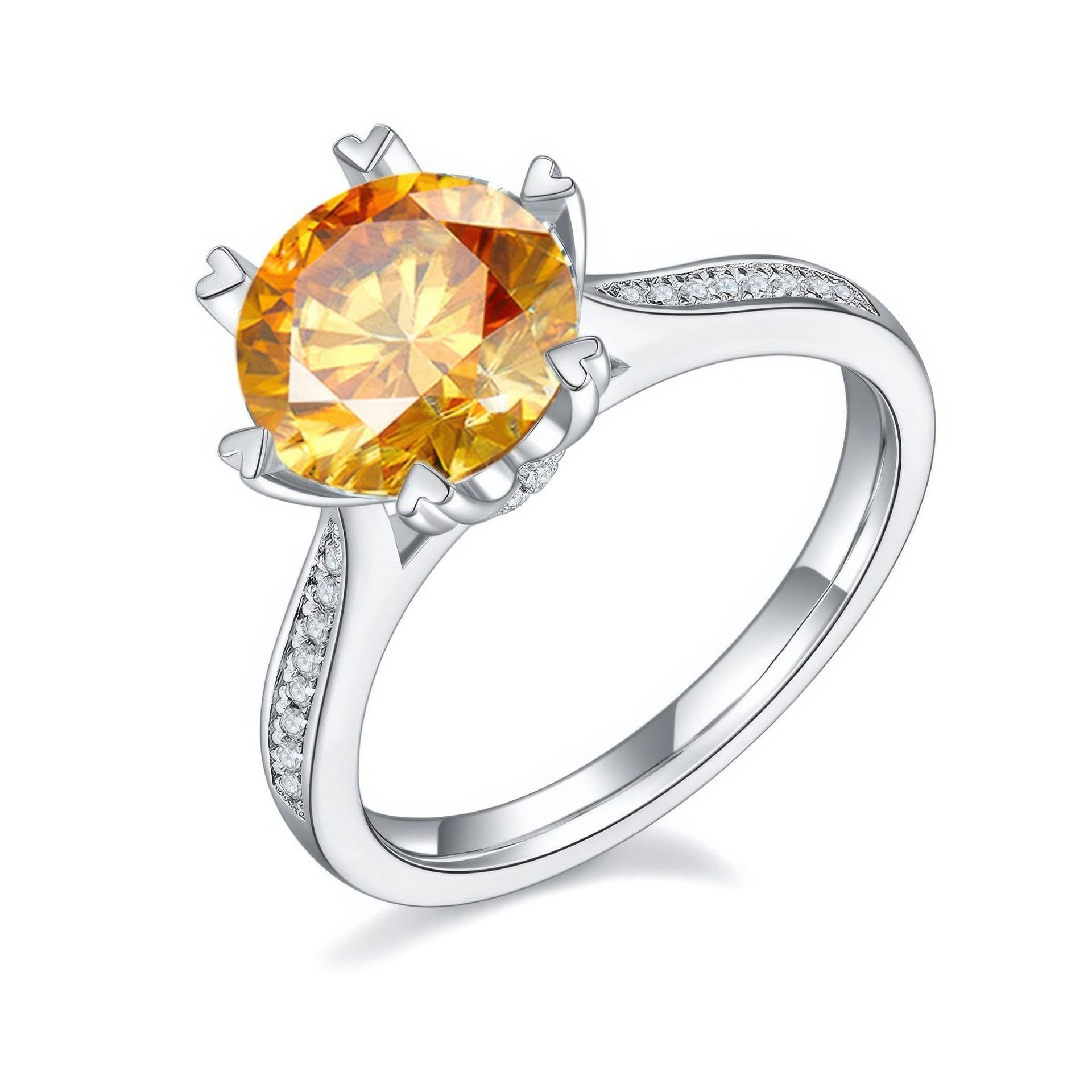 3 Carat Pink Moissanite Solitaire Ring | Heart-Tipped Prongs | 925 Sterling Silver - Image 4