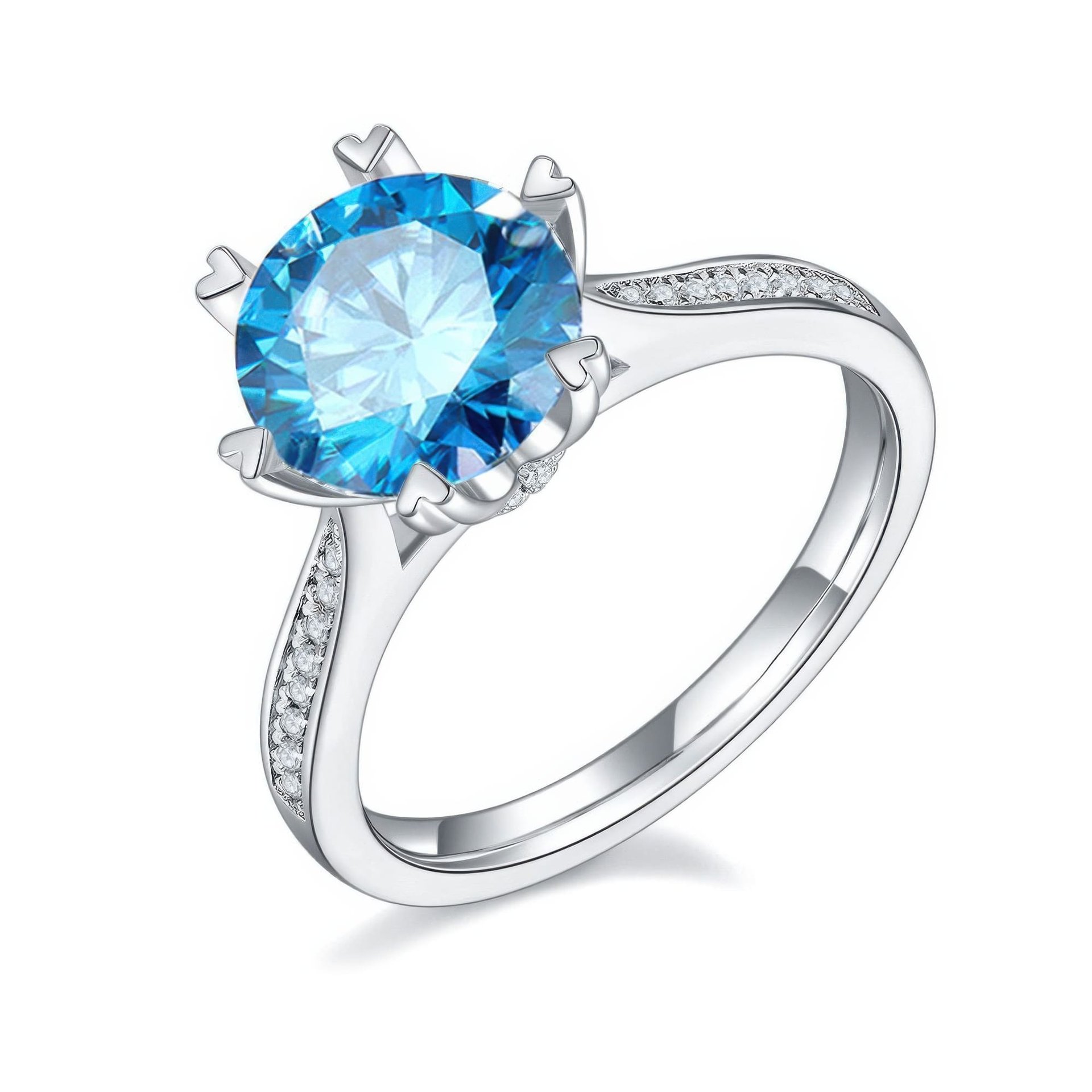 3 Carat Pink Moissanite Solitaire Ring | Heart-Tipped Prongs | 925 Sterling Silver - Image 5