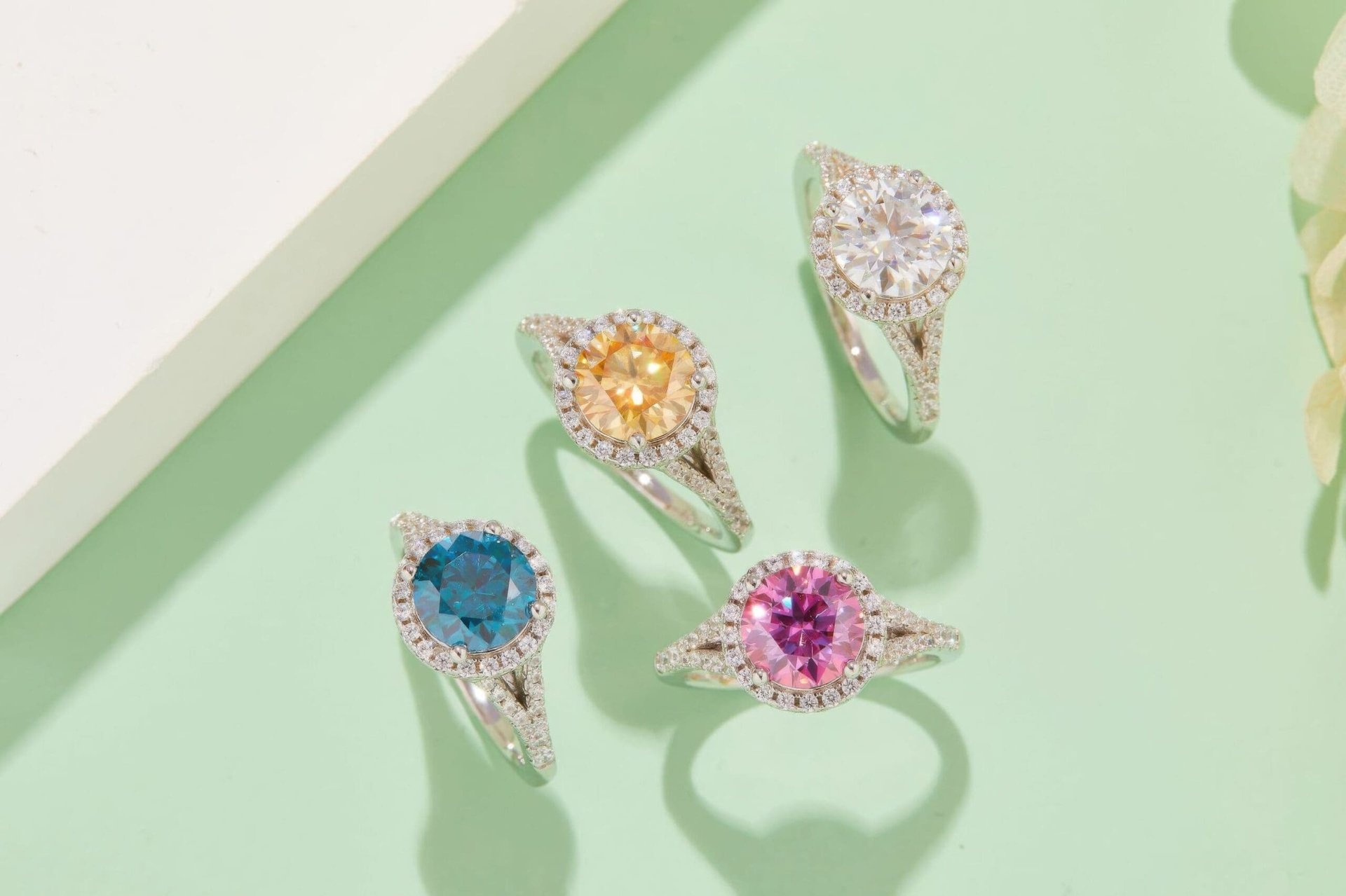 2 Carat Moissanite Statement Ring | Round Halo, Split-Shank Double-Arm Band - Image 3