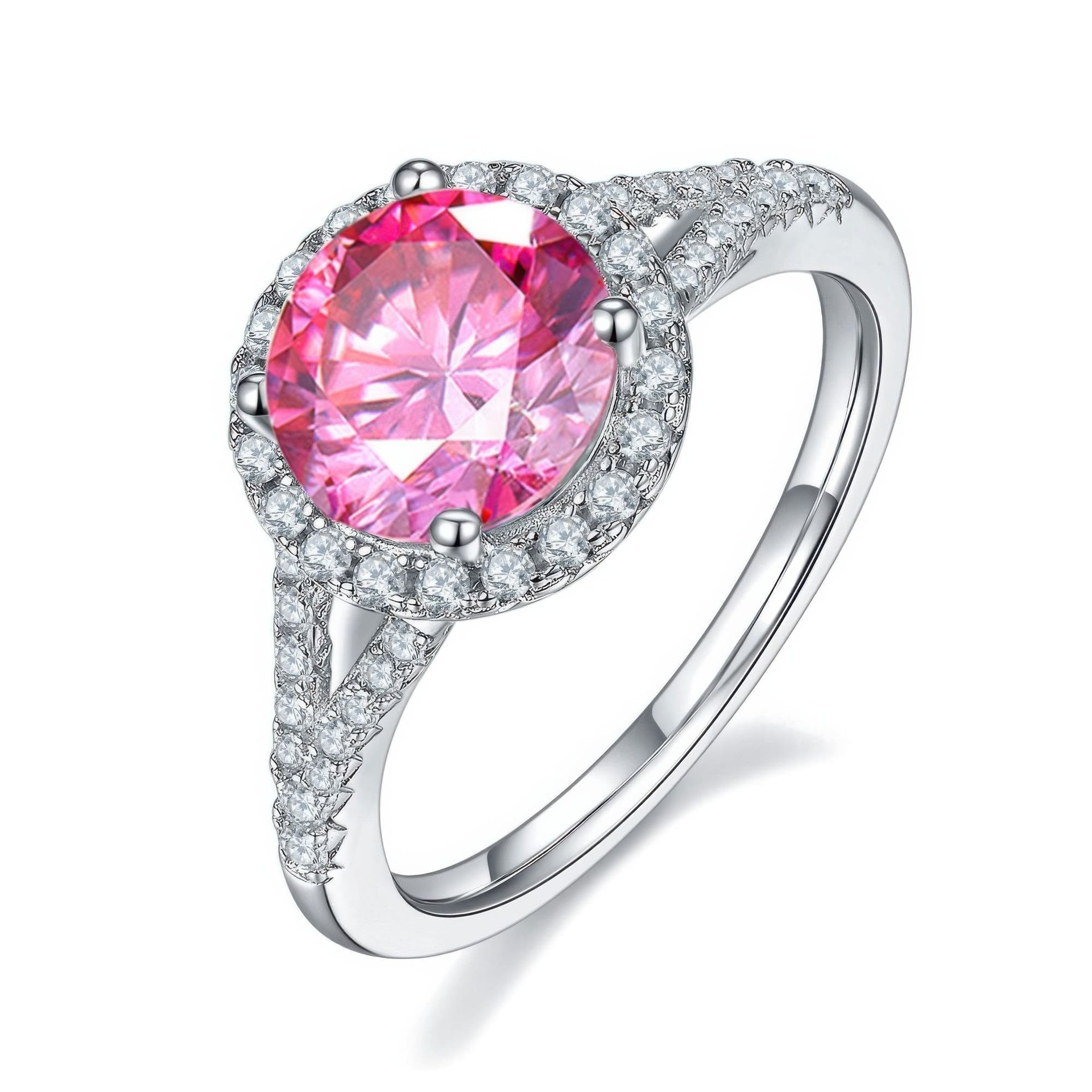 2 Carat Moissanite Statement Ring | Round Halo, Split-Shank Double-Arm Band