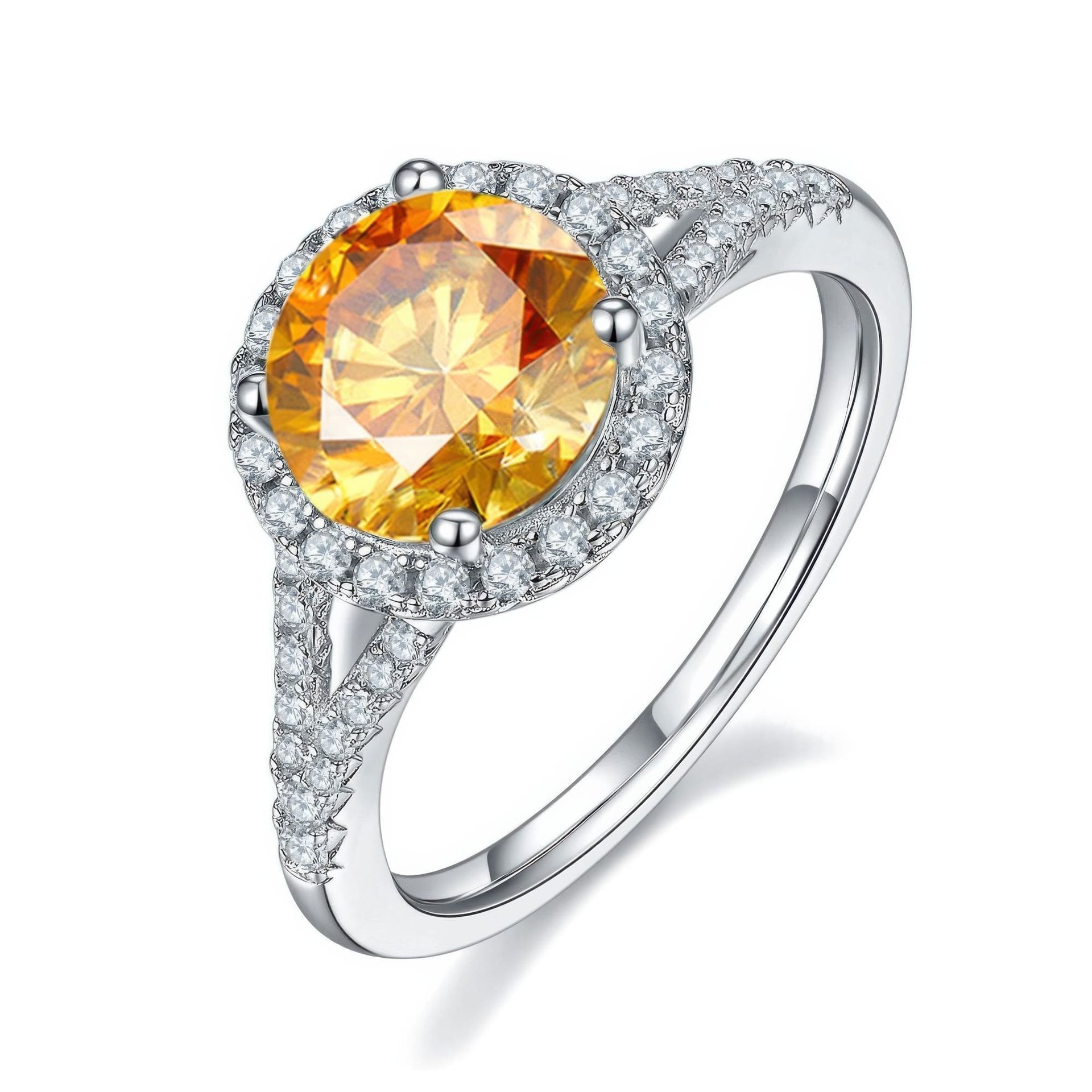 2 Carat Moissanite Statement Ring | Round Halo, Split-Shank Double-Arm Band - Image 4