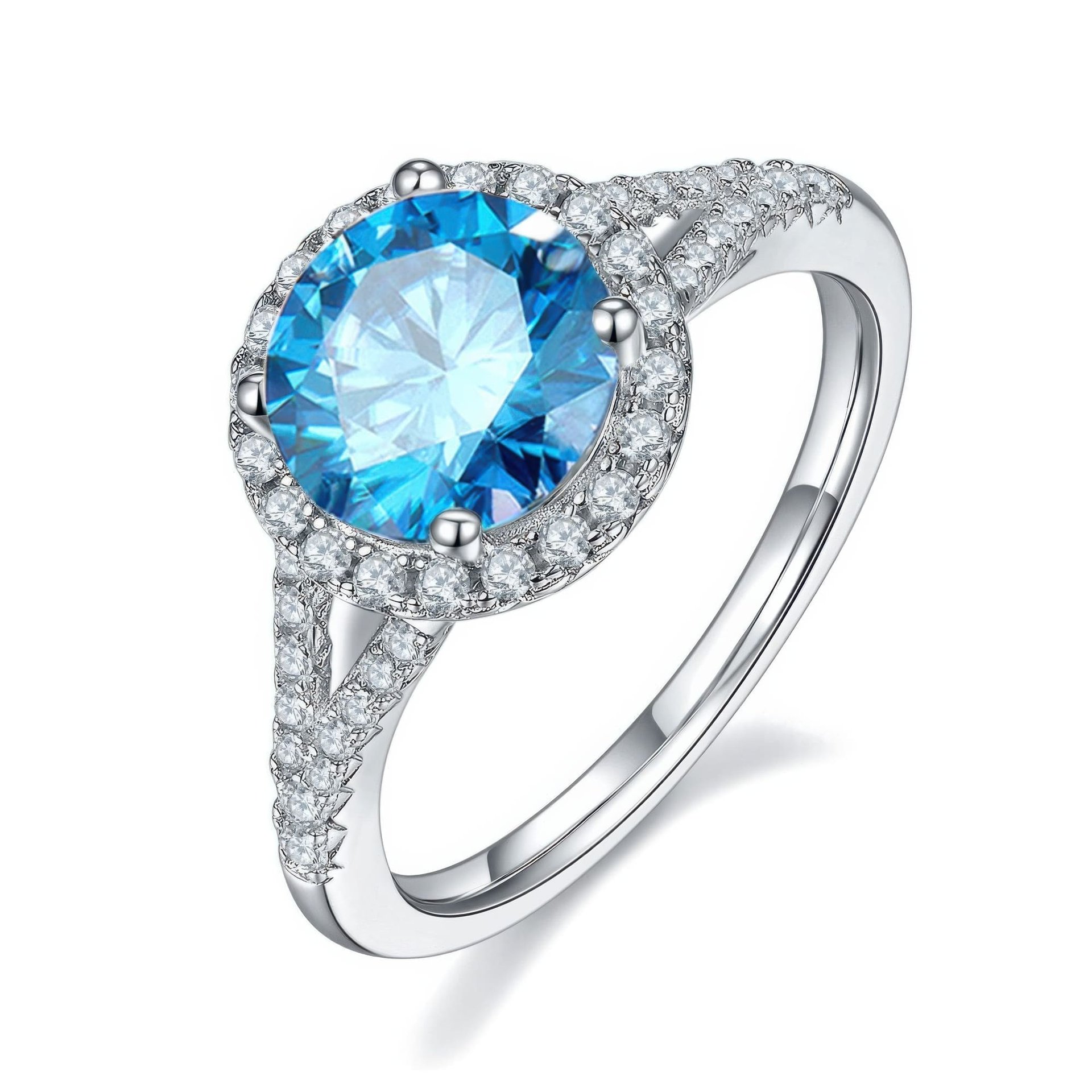 2 Carat Moissanite Statement Ring | Round Halo, Split-Shank Double-Arm Band - Image 5