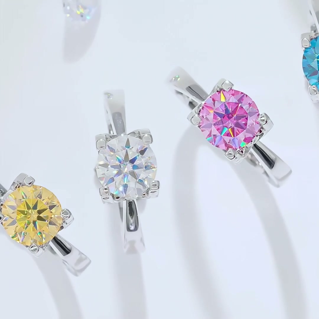 1.5ct Round Moissanite Solitaire Ring | 7.5mm DEW | 925 Sterling Silver product video thumbnail