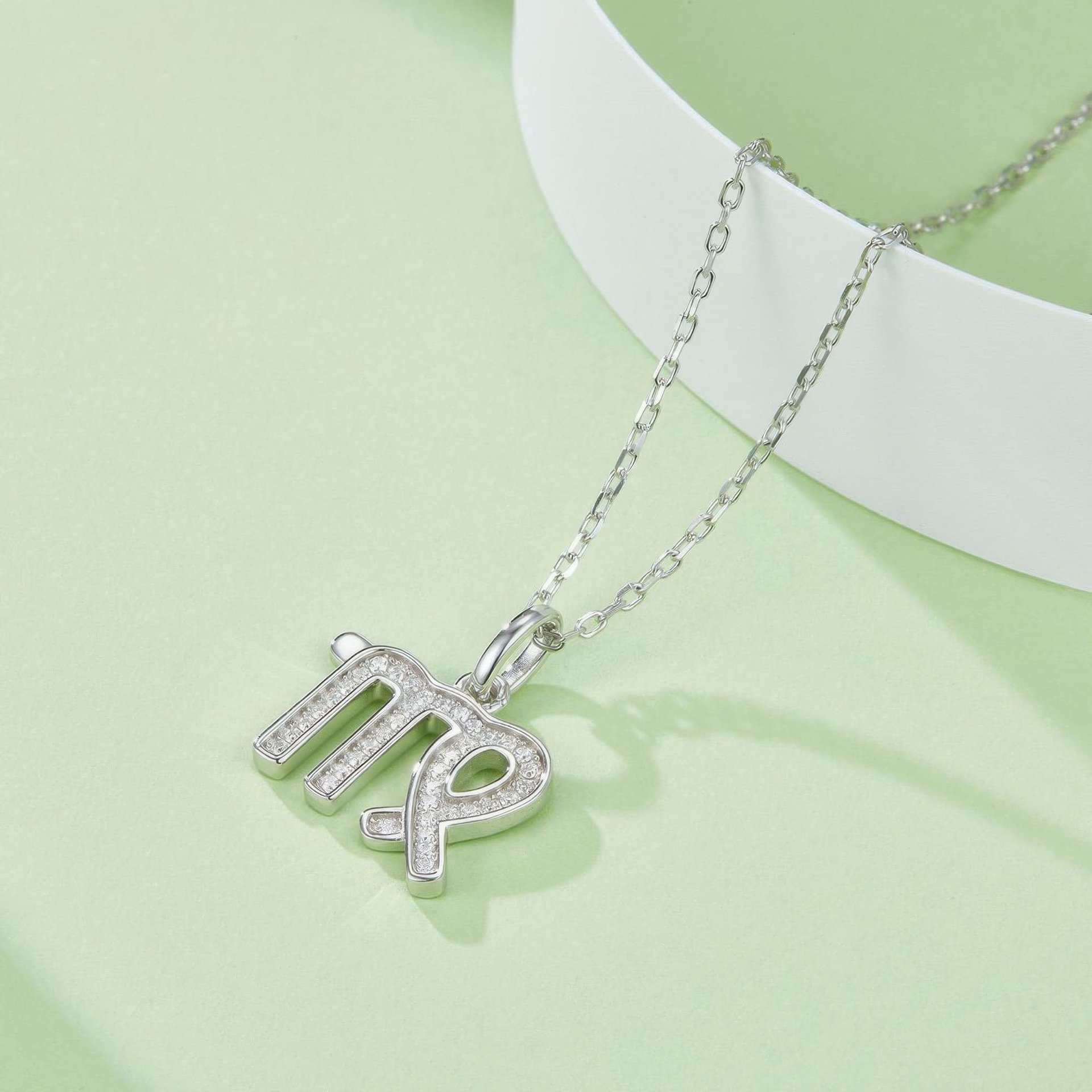 Virgo Zodiac Moissanite Pendant Necklace | Pavé Sterling Silver Astrology Charm - Image 2