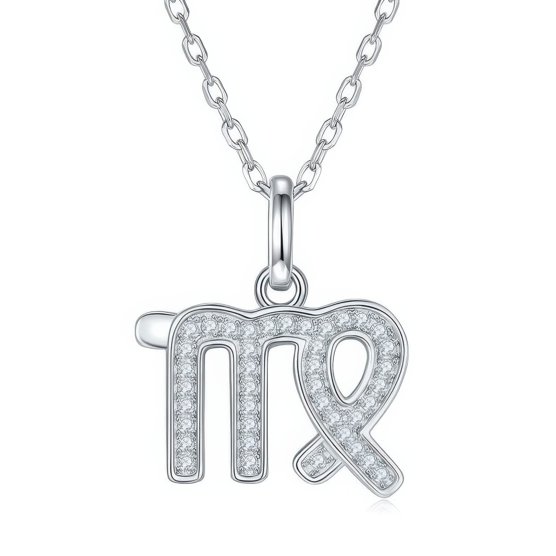 Virgo Zodiac Moissanite Pendant Necklace | Pavé Sterling Silver Astrology Charm