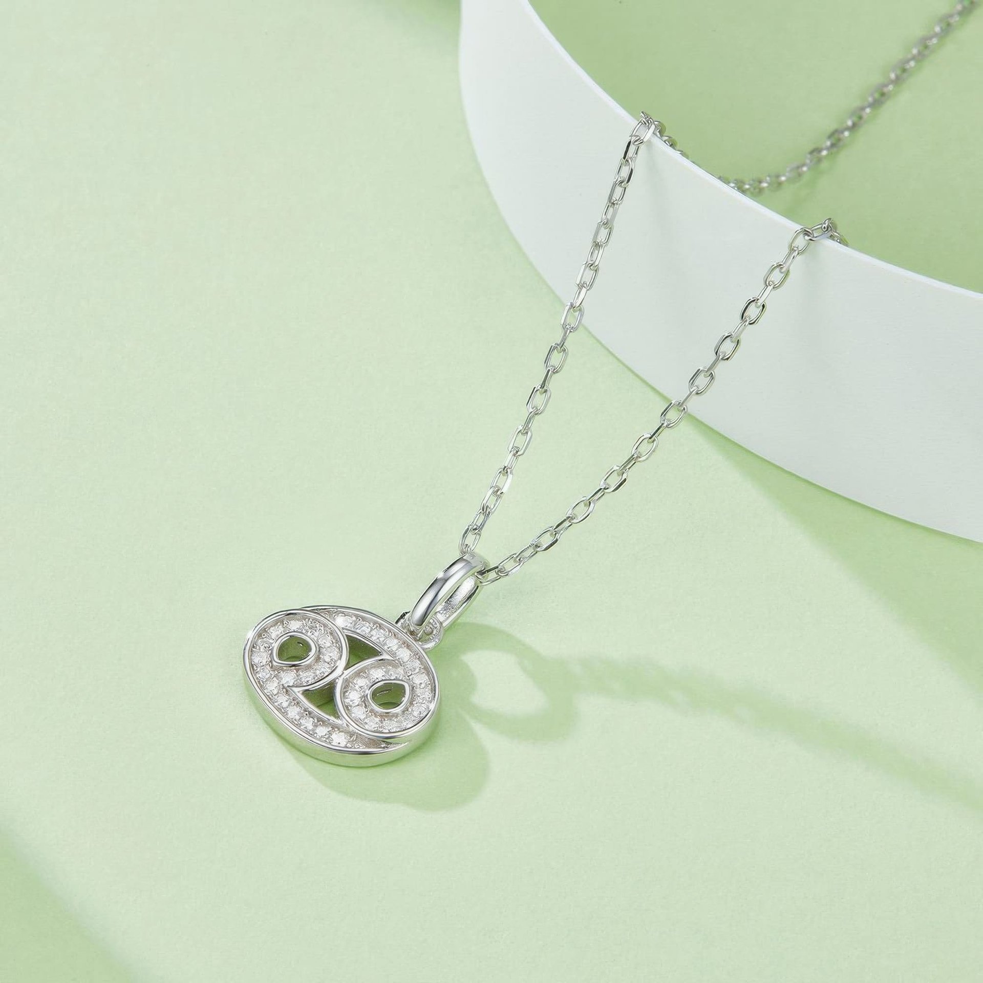 Cancer Zodiac Moissanite Necklace | 925 Sterling Silver Pavé Pendant - Image 2