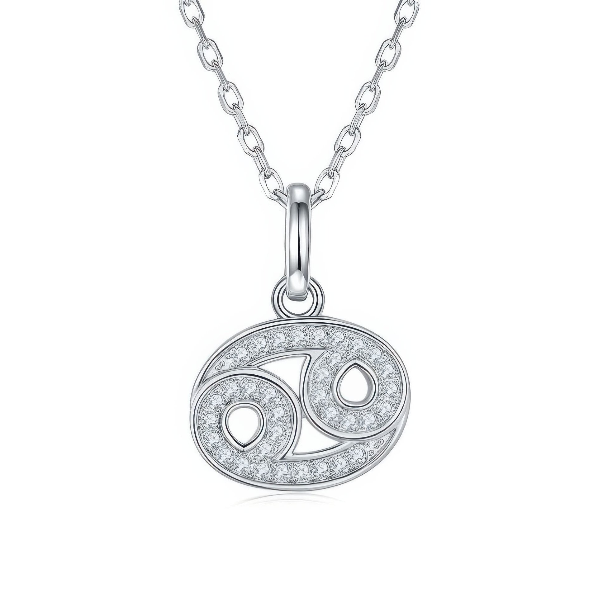 Cancer Zodiac Moissanite Necklace | 925 Sterling Silver Pavé Pendant