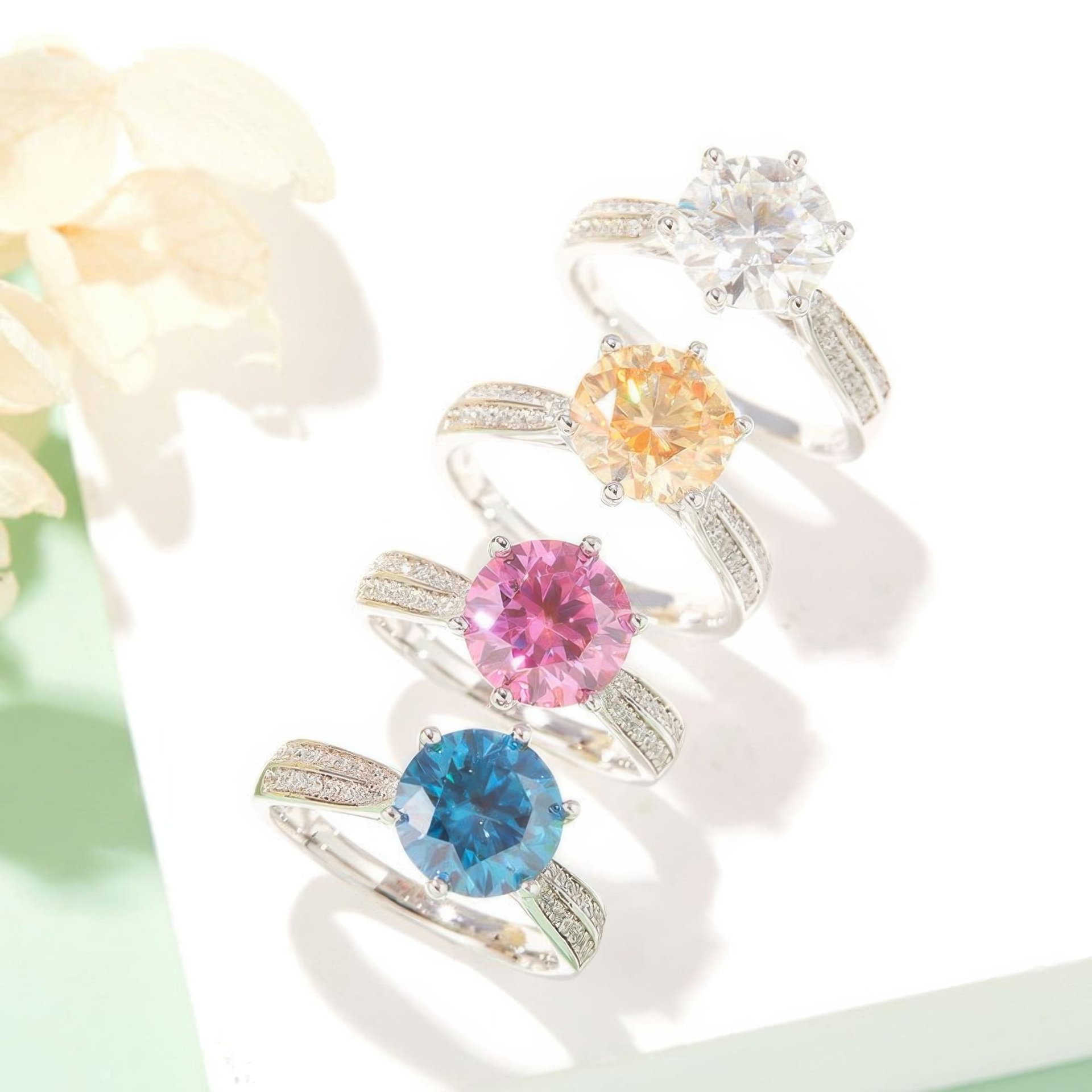 Luxury Statement Moissanite Solitaire Ring | 3ct Round 6-Prong Pavé Shoulders | DEF VVS - Image 2