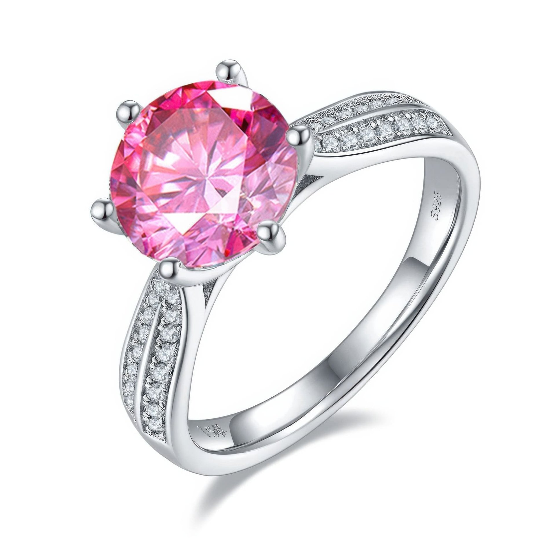 Luxury Statement Moissanite Solitaire Ring | 3ct Round 6-Prong Pavé Shoulders | DEF VVS