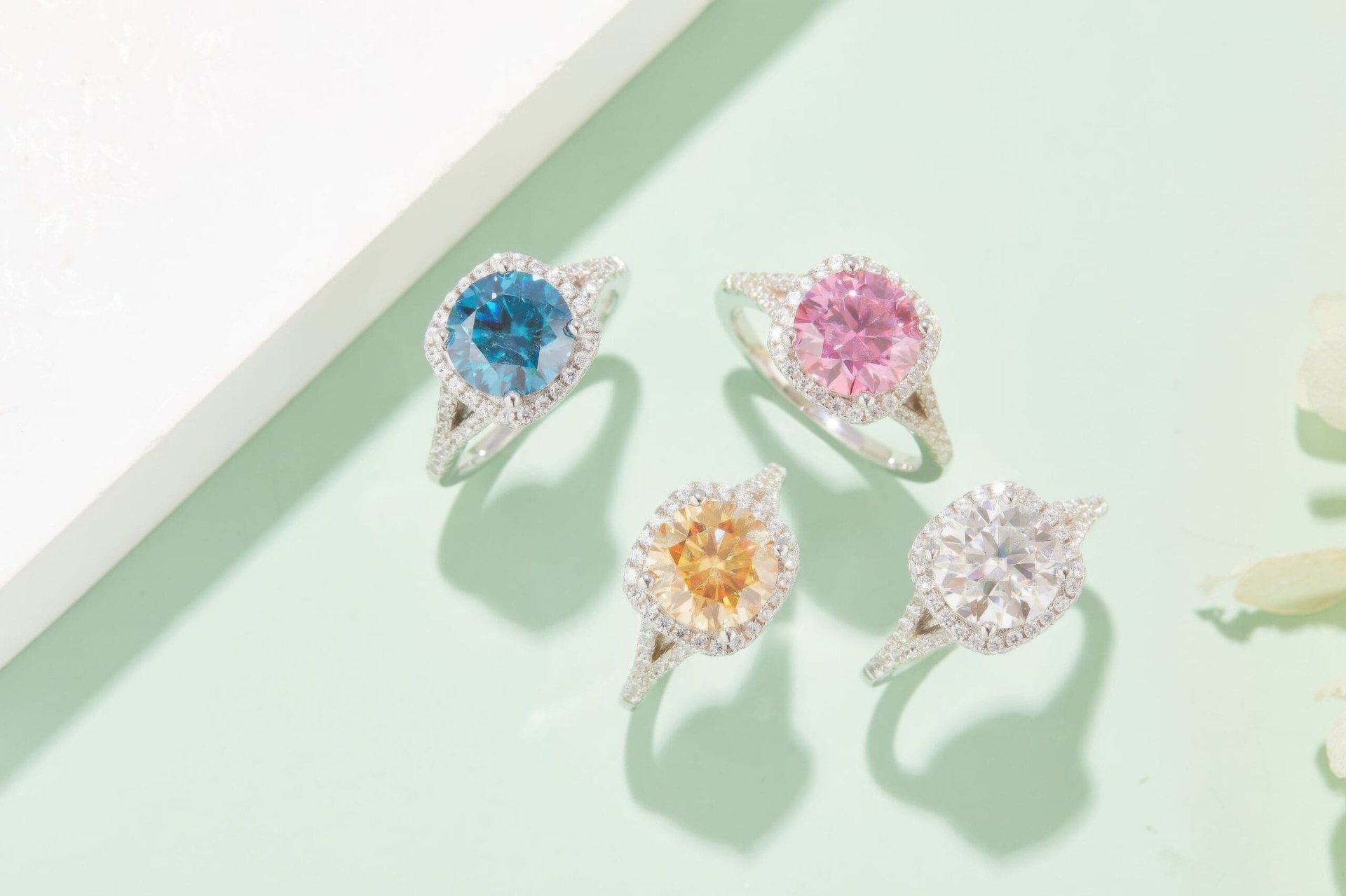 3 Carat Round Moissanite Halo Ring | Cushion Halo & Split Shank | Sterling Silver - Image 3