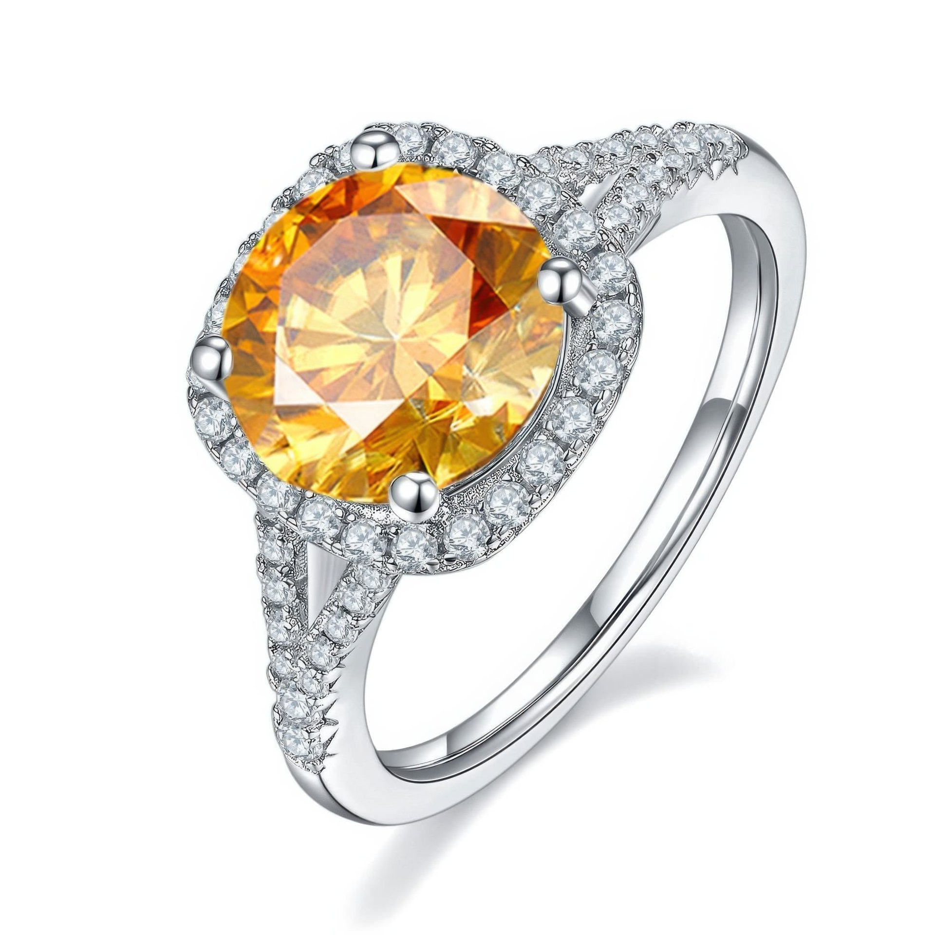 3 Carat Round Moissanite Halo Ring | Cushion Halo & Split Shank | Sterling Silver - Image 4