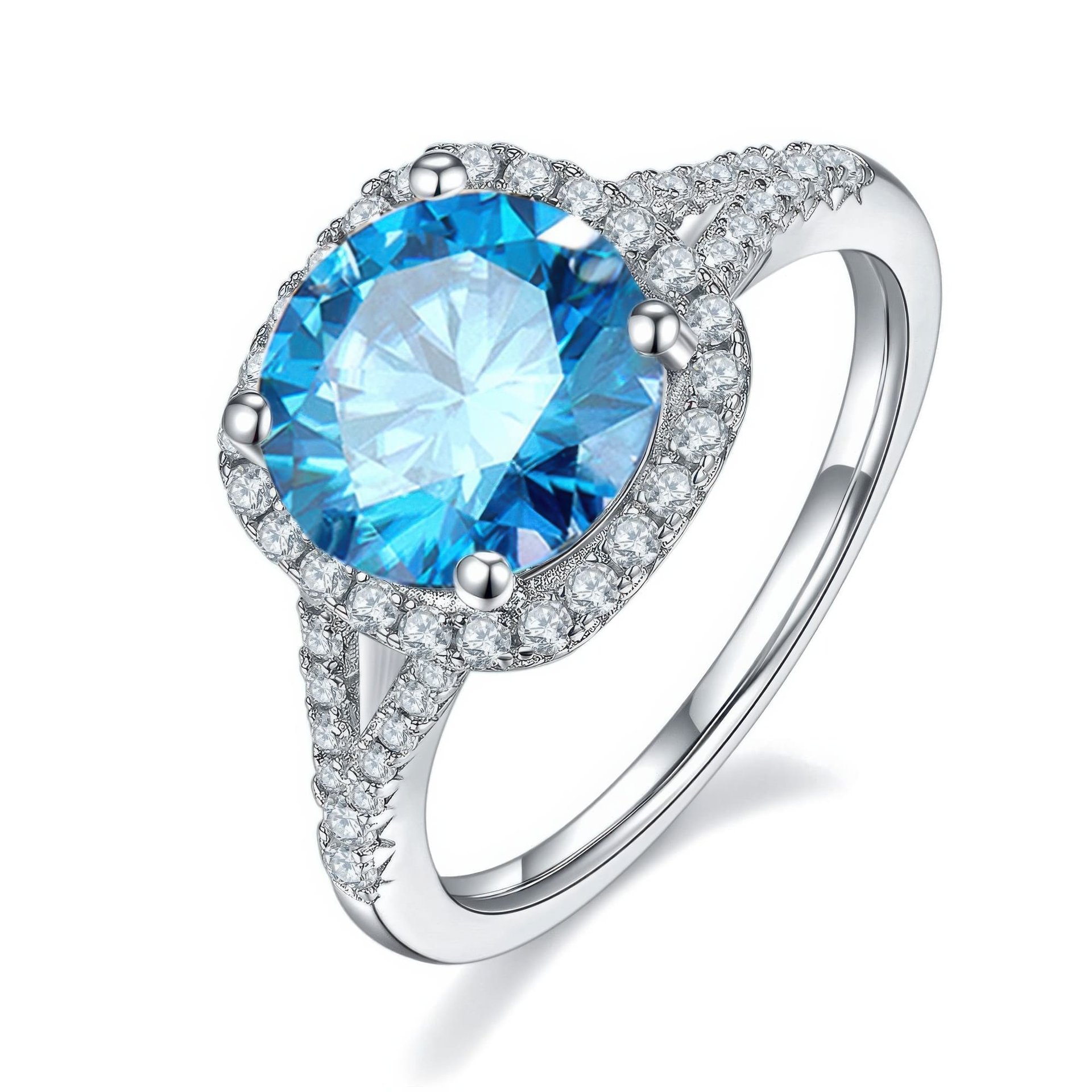 3 Carat Round Moissanite Halo Ring | Cushion Halo & Split Shank | Sterling Silver - Image 5