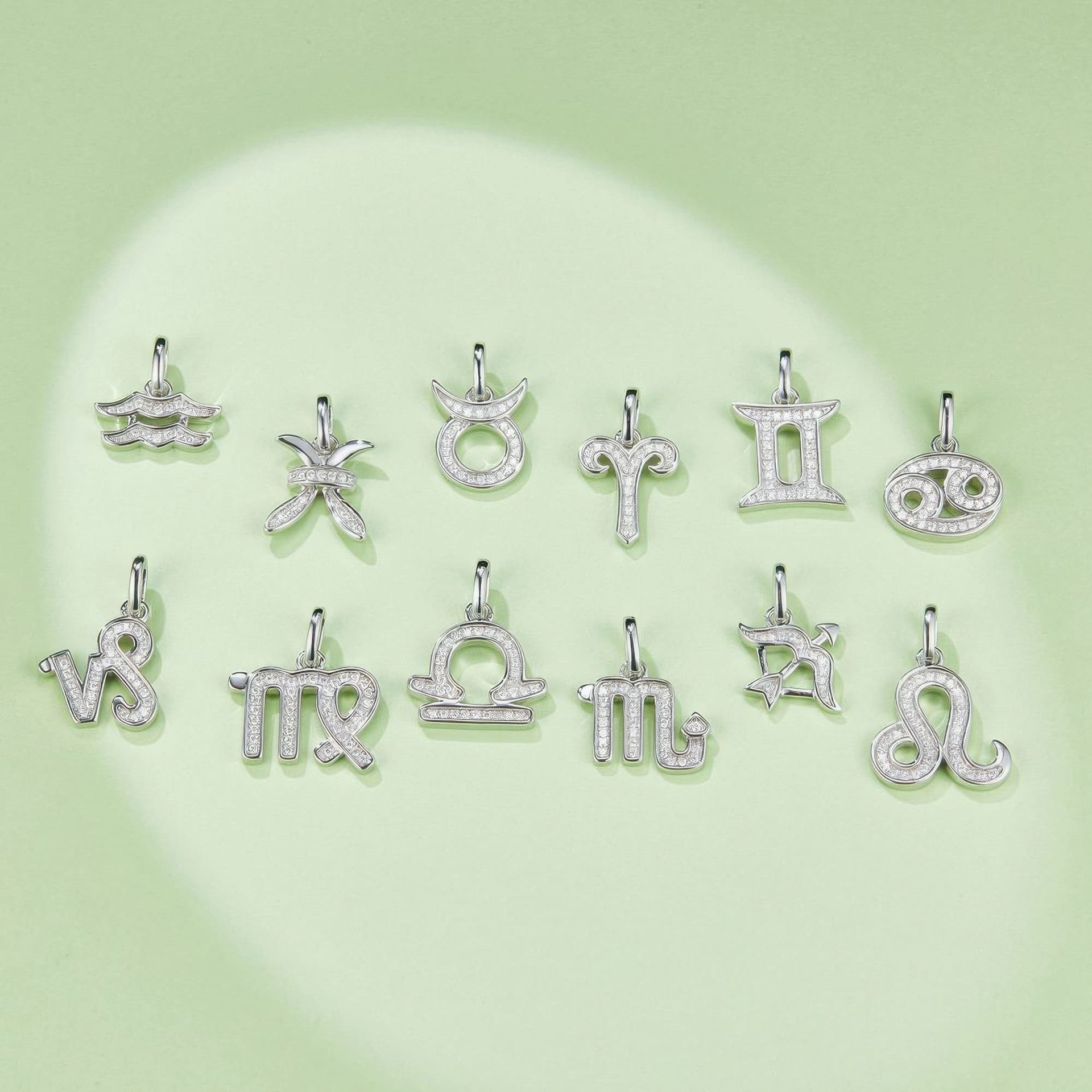 Libra Zodiac Moissanite Necklace | Pave Scales Glyph | Dainty 925 Sterling Silver Pendant - Image 4