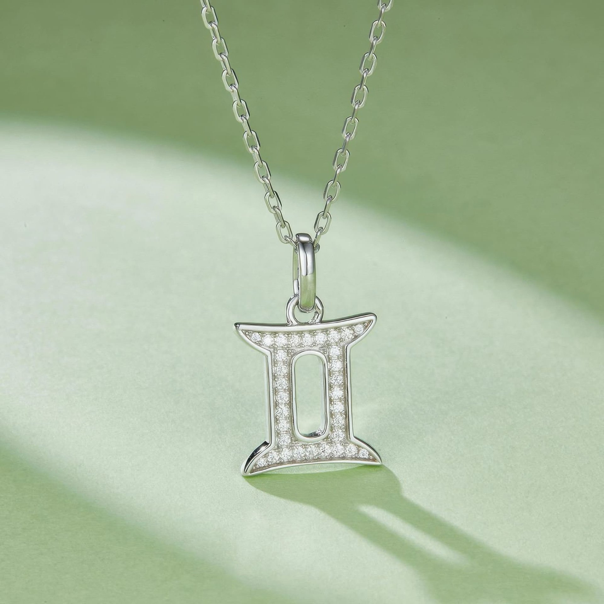 Moissanite Gemini Zodiac Pendant Necklace | Pave Gemini Symbol | 925 Silver - Image 3